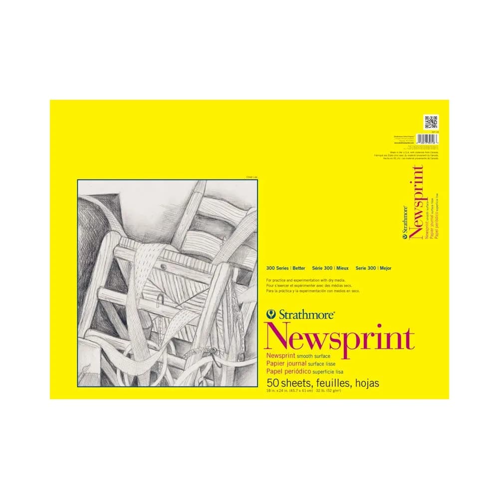 Strathmore 300 Series Newsprint Pad 18" x 24" | Acid-Free, Smooth Paper for Dry Drawing