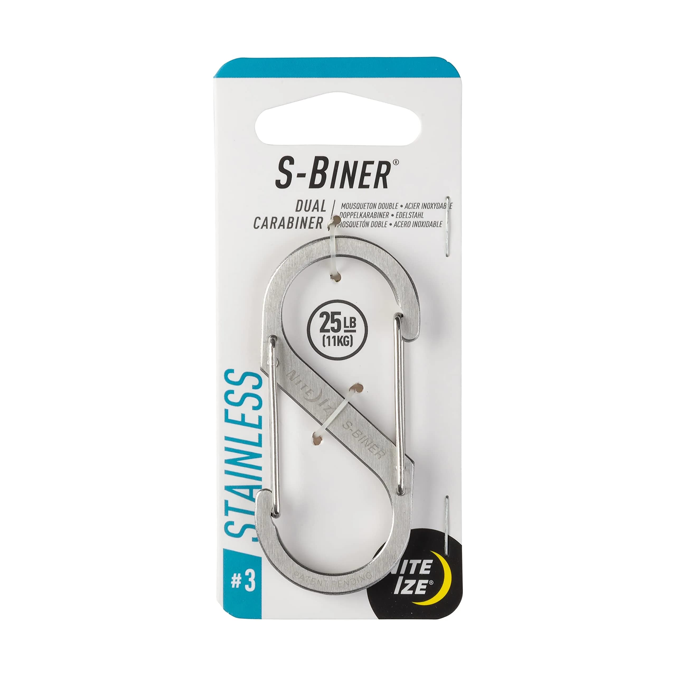 Nite Ize SB3-03-11 Size-3 S-Biner Dual Carabiner Stainless Steel | Durable Stainless Steel Performance
