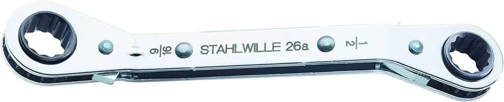 Stahlwille 26a Ratchet Ring Spanner 1/4" x 5/16" (109mm) | Bi-Hexagon, 22 Teeth, Chrome Plated - main product image