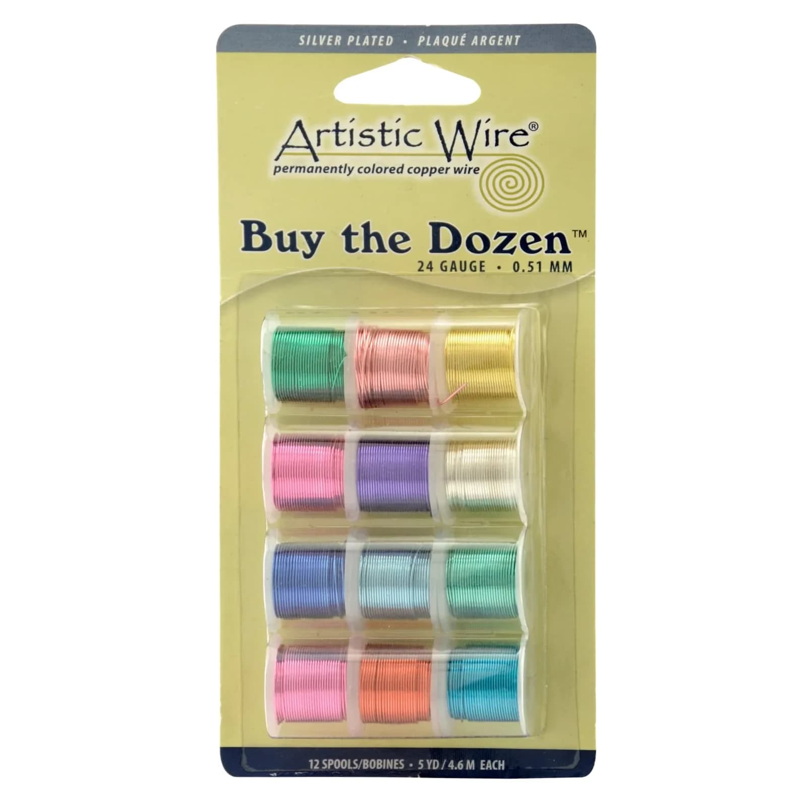 Artistic Wire 24 Gauge Silver Plated Copper Craft Wire 5 yd (45.7 m) | Tarnish Resistant, Assorted Colors - main product image