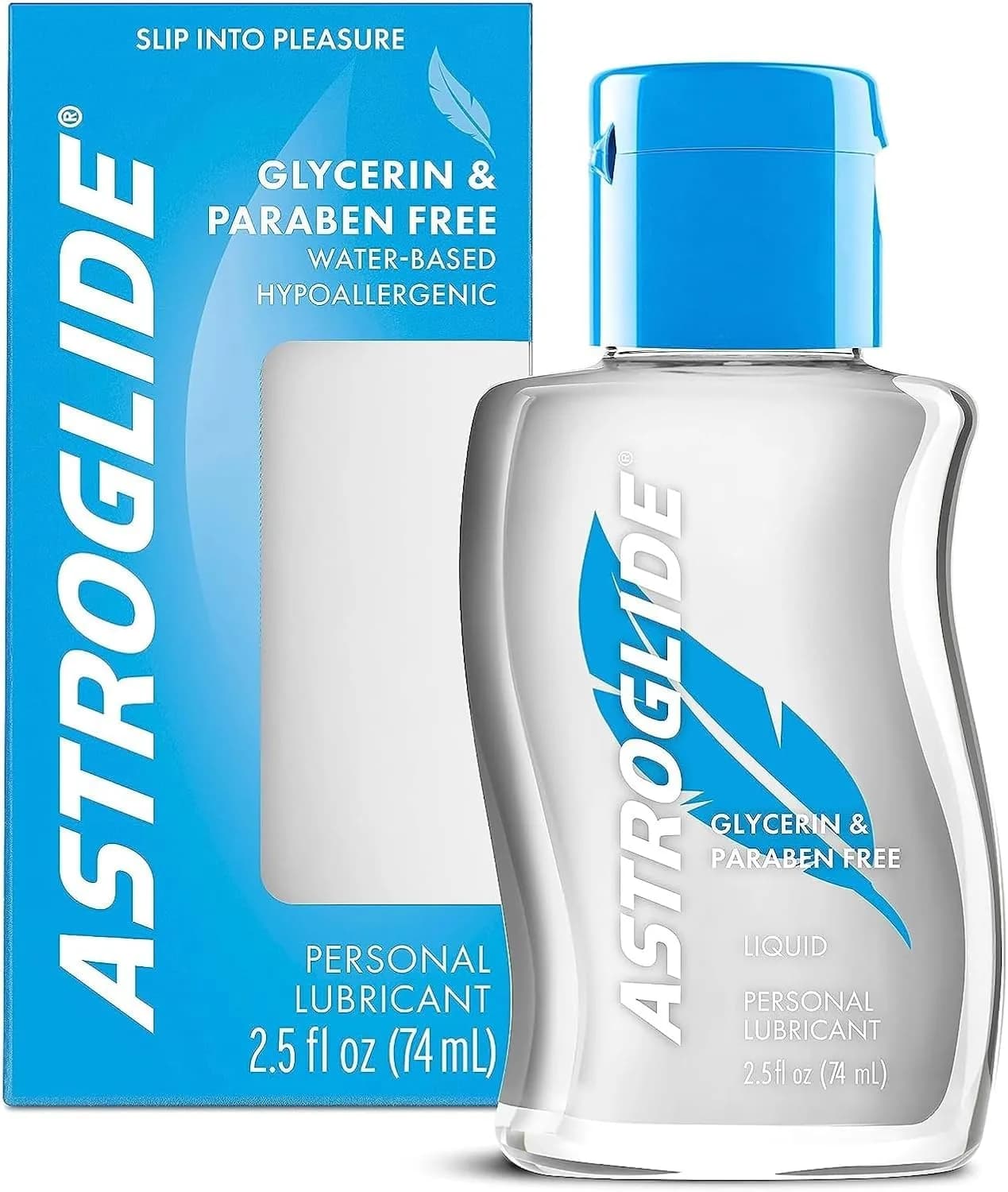 Astroglide Glycerin & Paraben Free Hypoallergenic Lube, 2.5 Fl Oz | Water-Based, Sensitive Skin Friendly - main product image