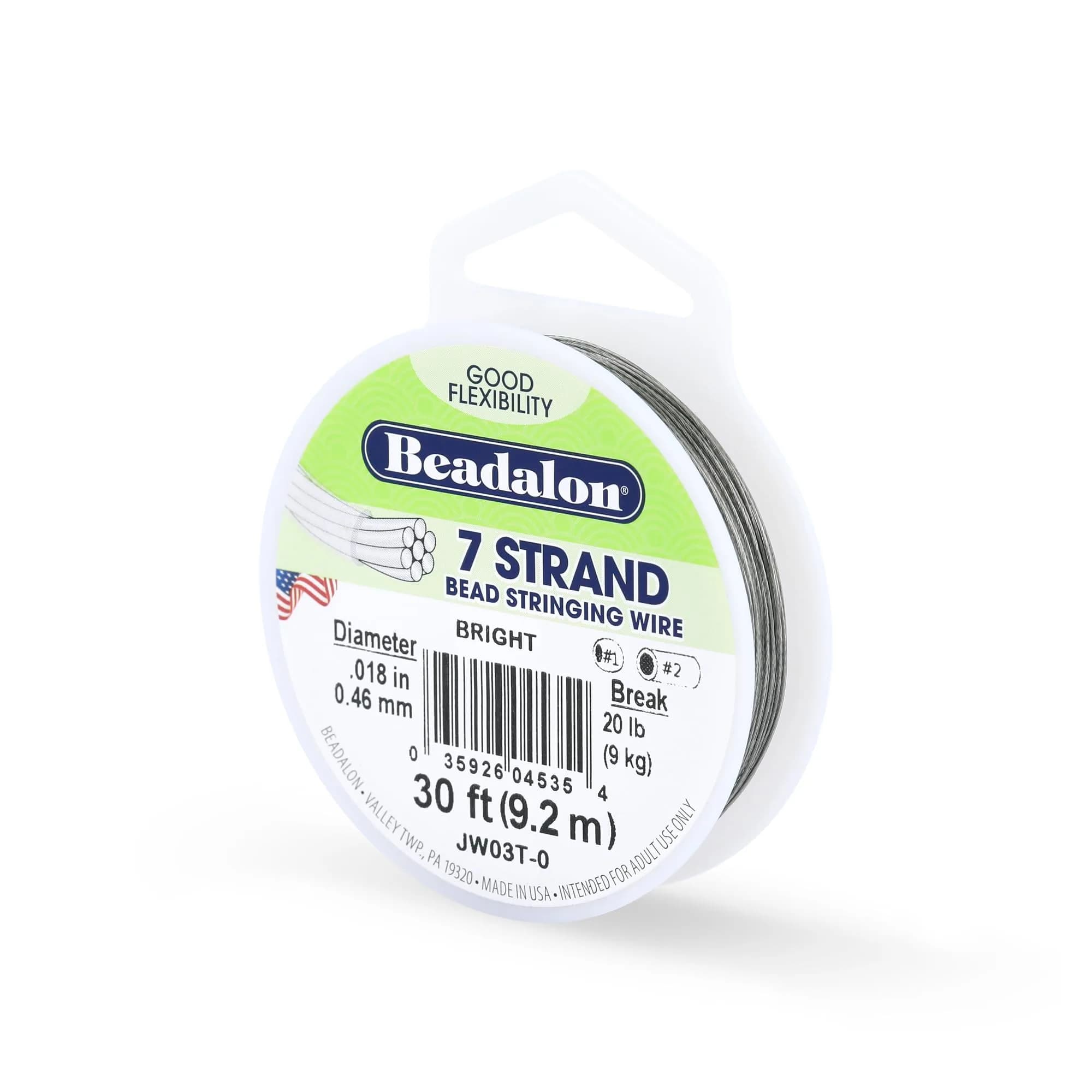 Beadalon 7-Strand Stainless Steel Beading Wire 0.46 mm (0.018 in) Silver | USA-Sourced for Durable Jewelry Making - main product image