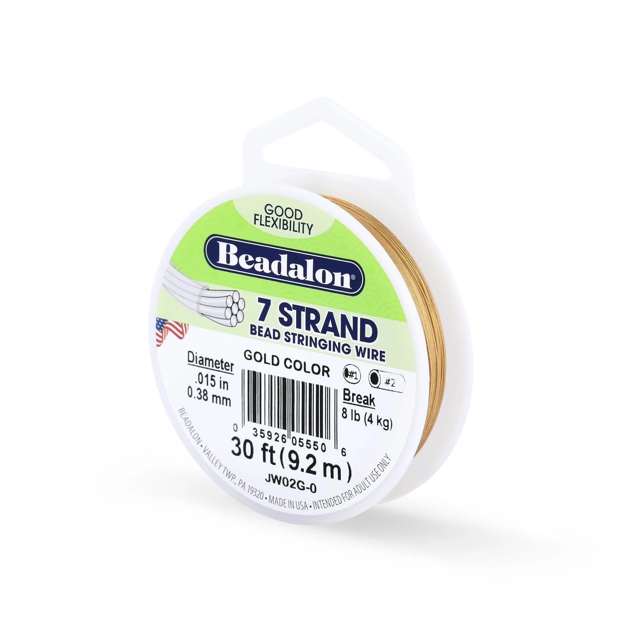 Beadalon 7-Strand Stainless Steel Beading Wire 0.25 mm (30 ft) | Strong, Flexible, USA-Made Craft Wire - main product image