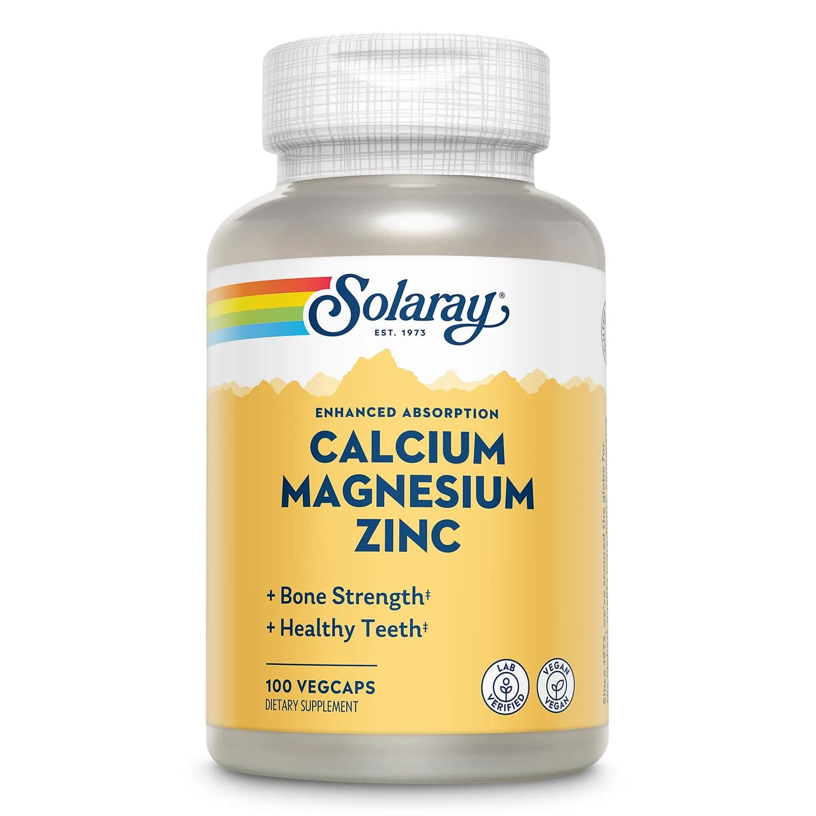 Solaray Calcium Magnesium Zinc, 100 CT | Supports Bone & Heart Health, Immune Boost, Vegan - main product image