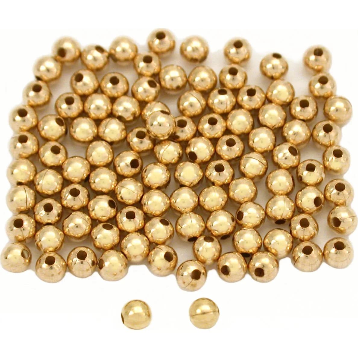 FindingKing 14K Gold Filled Ball Beads 2.5mm (0.1 inch) | Smooth Polished Craft Beads - main product image