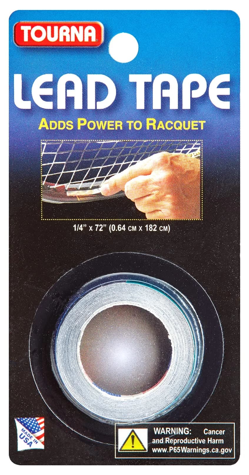 Tourna Lead Tape 1/4" Wide x 72" Long | Adds Power to Tennis Racquet Strokes - main product image