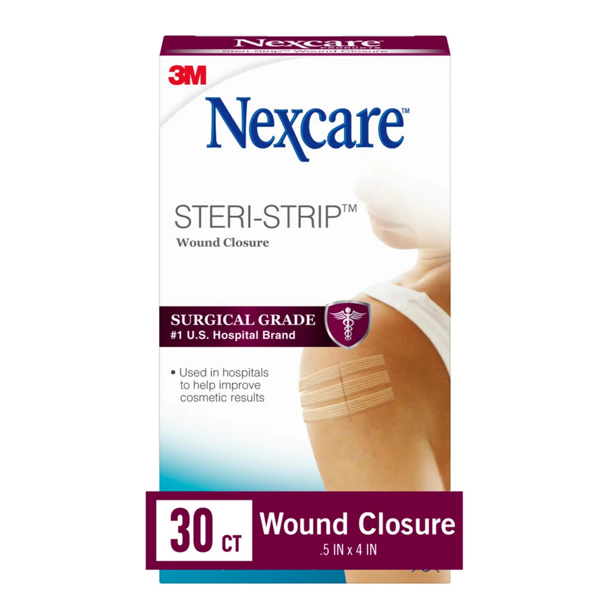 Nexcare Steri-Strip Wound Closure Strips 0.25-in x 4-in (30 Count) | Hypoallergenic Adhesive for Minor Wounds - main product image