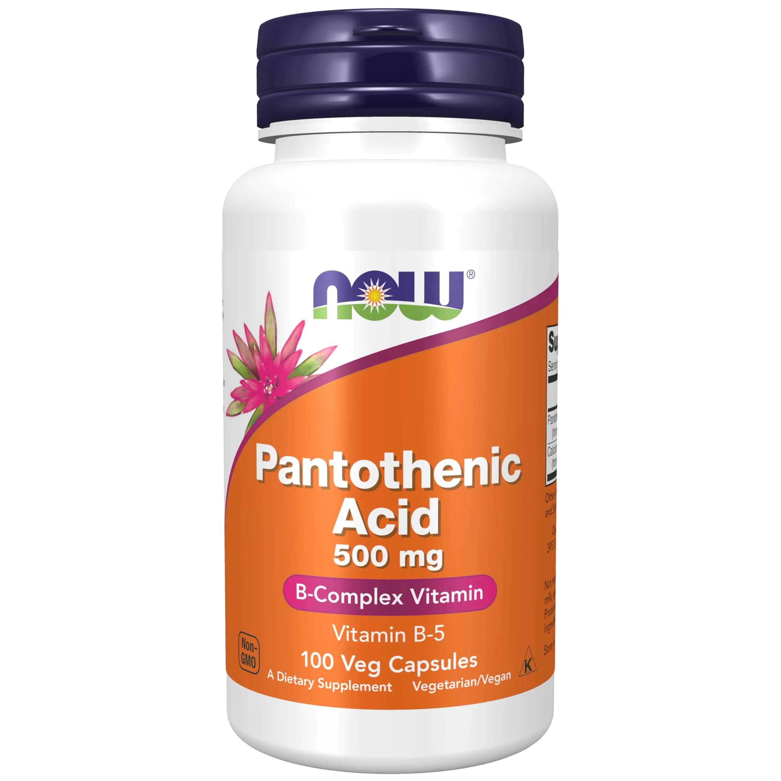 NOW Supplements Pantothenic Acid 500 mg | B-Complex Vitamin for Cellular Energy (100 Caps)