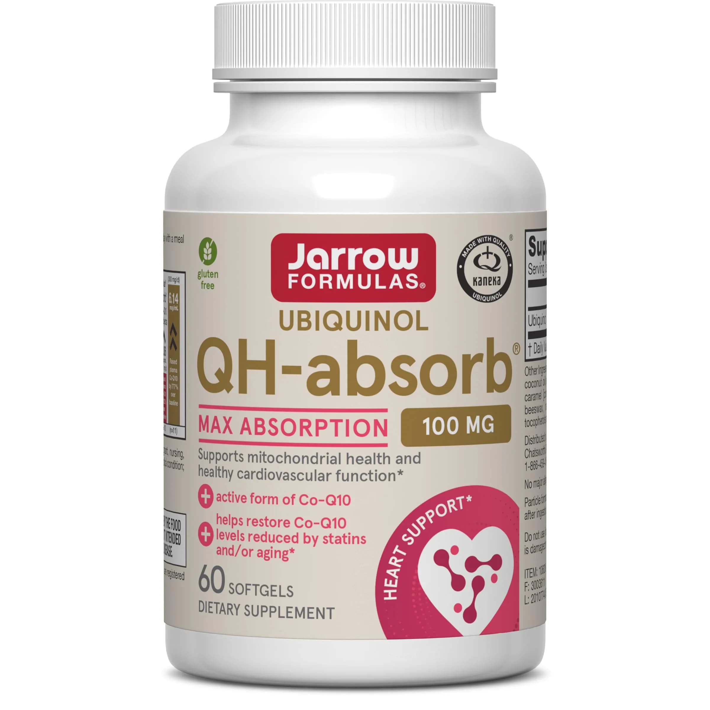 Jarrow Formulas QH-Absorb Ubiquinol 100mg Softgels 60 Count (100 mg) | Supports Mitochondrial Energy Production - main product image