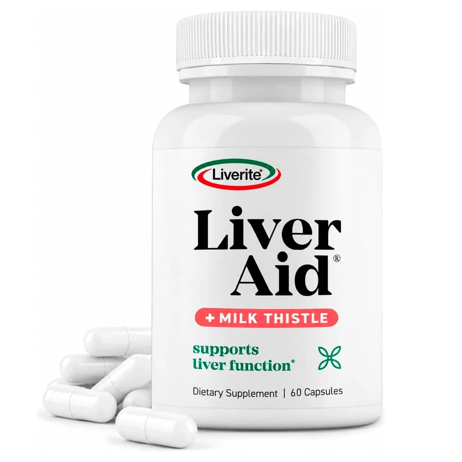 LIVERITE Liver Aid with Milk Thistle 60 Capsules | Supports Healthy Liver Function, Energy & Metabolism