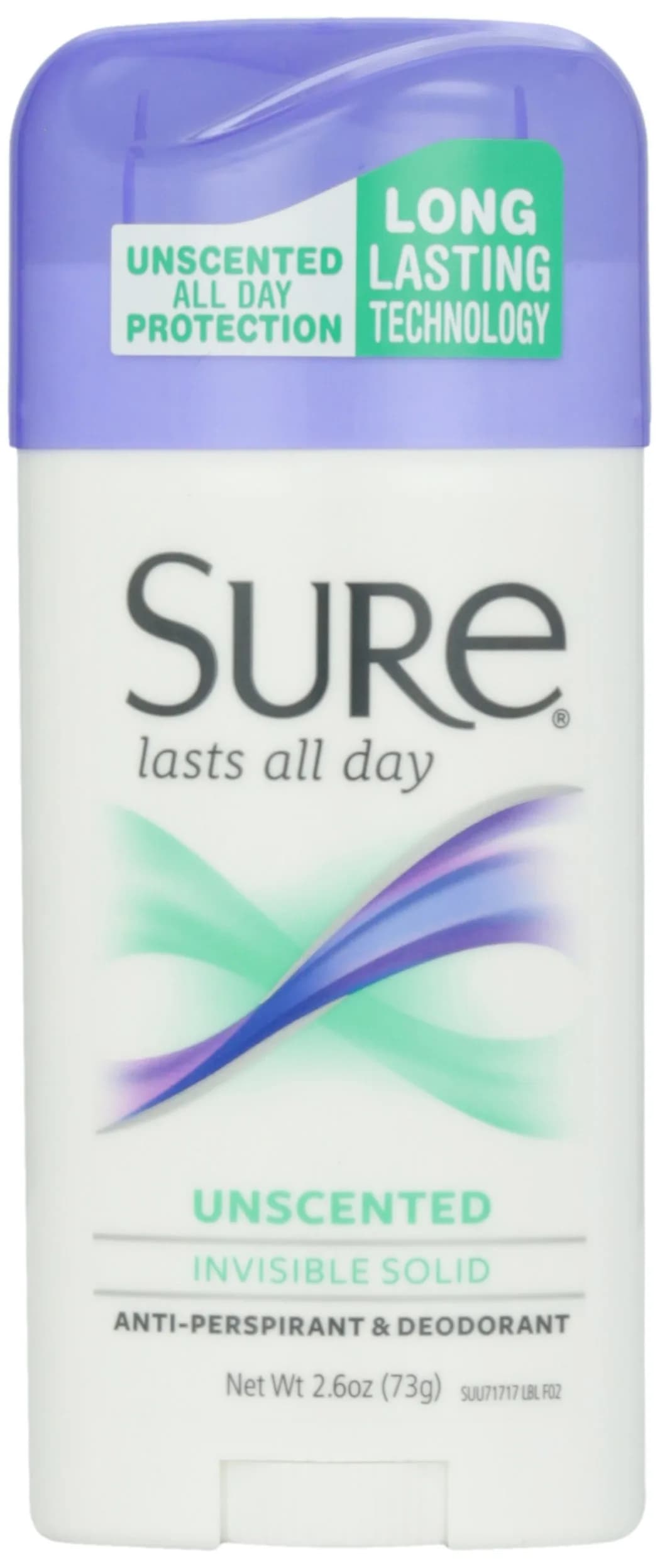 Sure Deodorant Invisible Solid Unscented Antiperspirant 2.6 oz (73.7 g) | 48-Hour Odor and Wetness Protection - main product image
