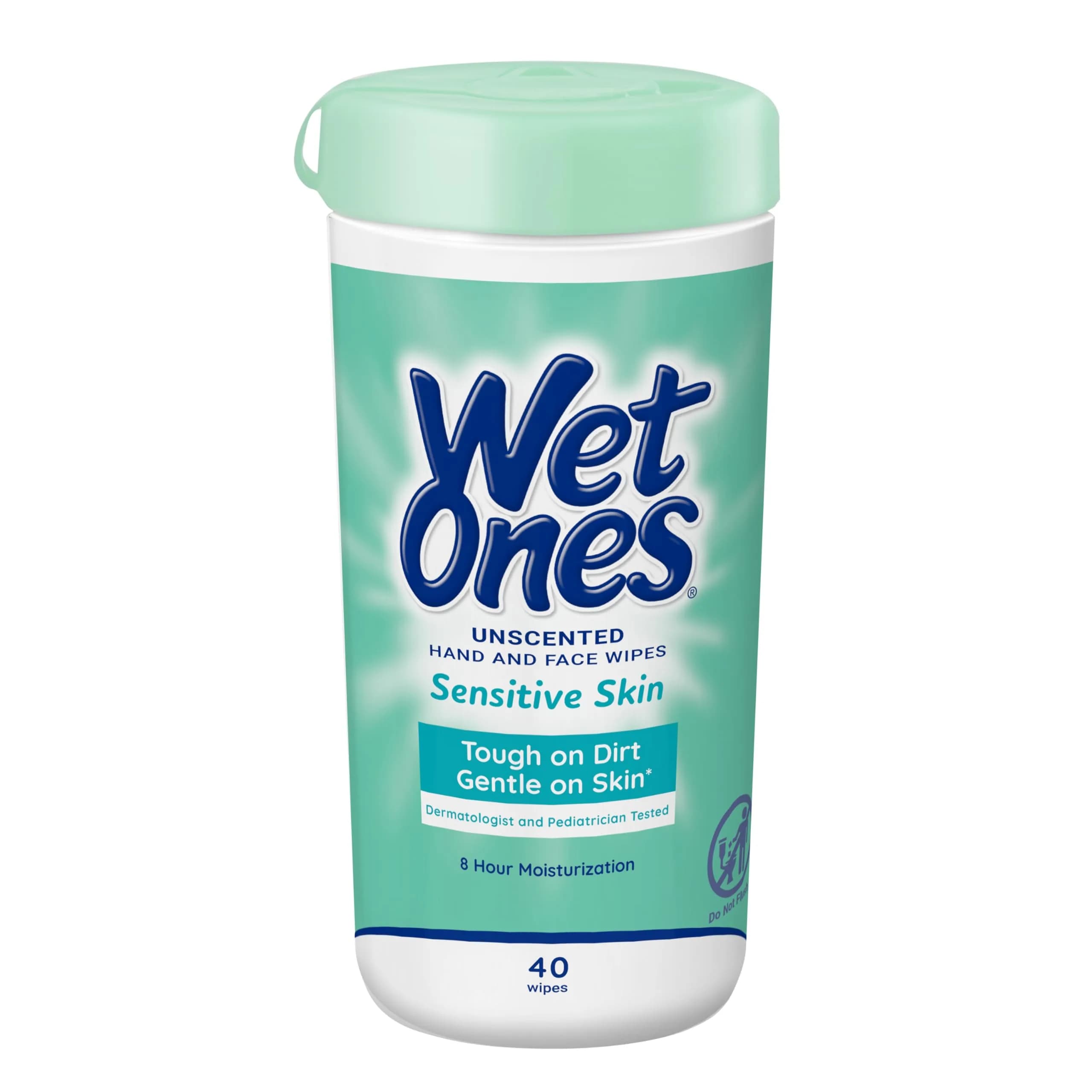 Wet Ones Sensitive Skin Hand & Face Wipes Unscented 40 Count (201 ml) | Hypoallergenic & Paraben Free - main product image