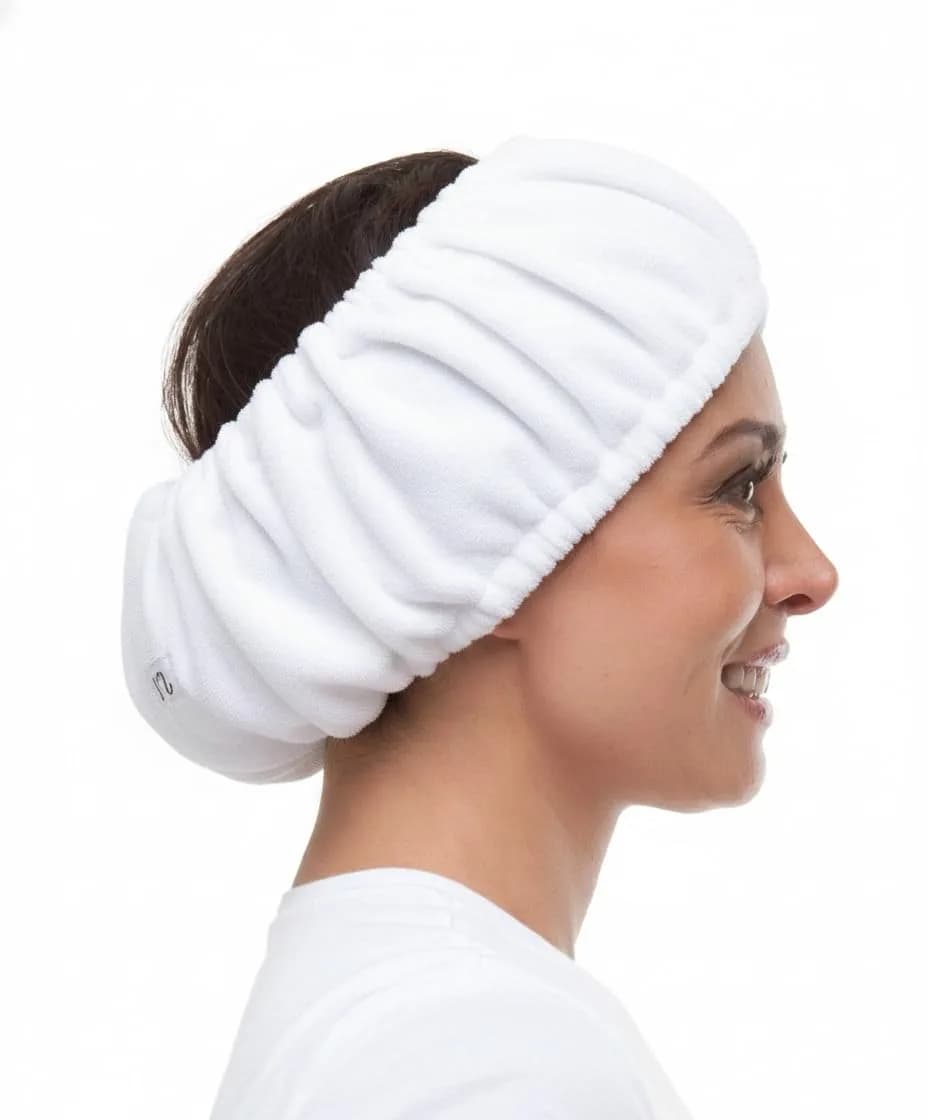 TASSI White Hair Holder Head Wrap Stretch Terry Cloth | Gentle, Easy & Comfortable for All Hair Types