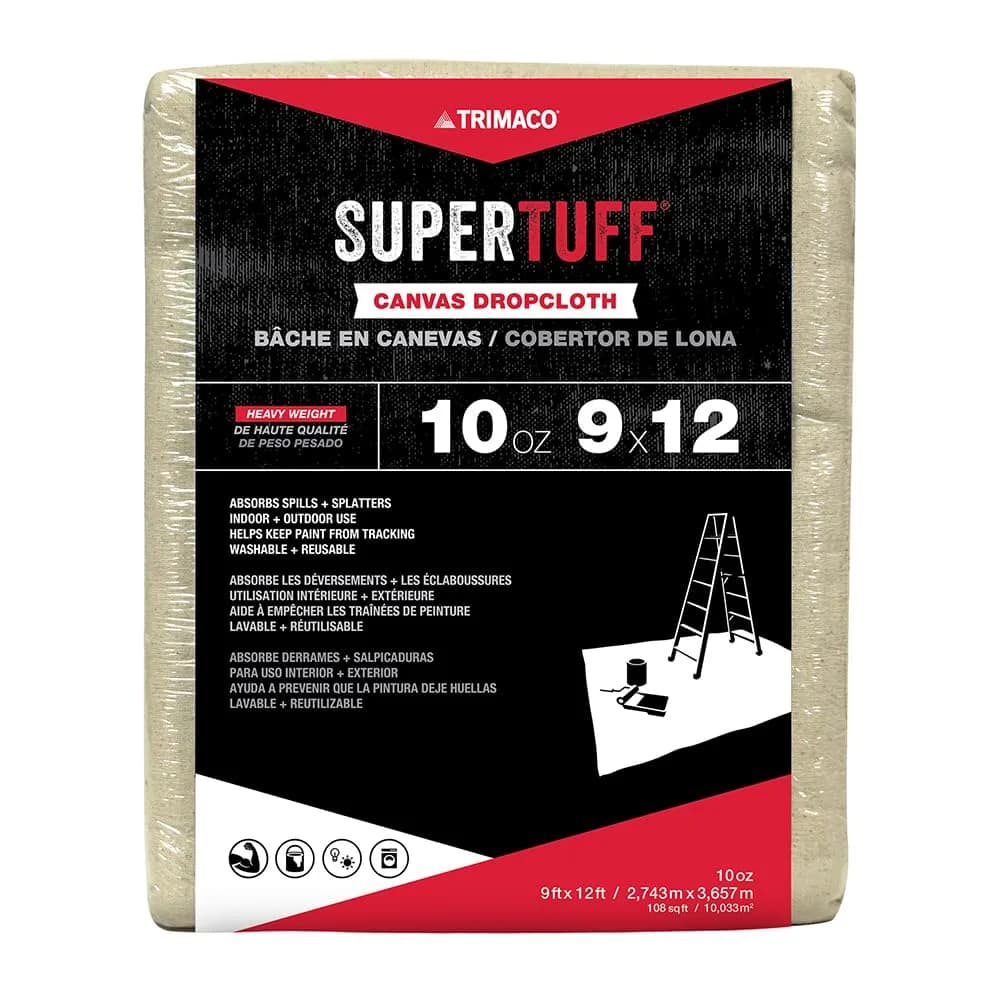 Trimaco SuperTuff Drop Cloth 9ft x 12ft Tan | Contractor Grade Canvas for Painting & DIY - main product image