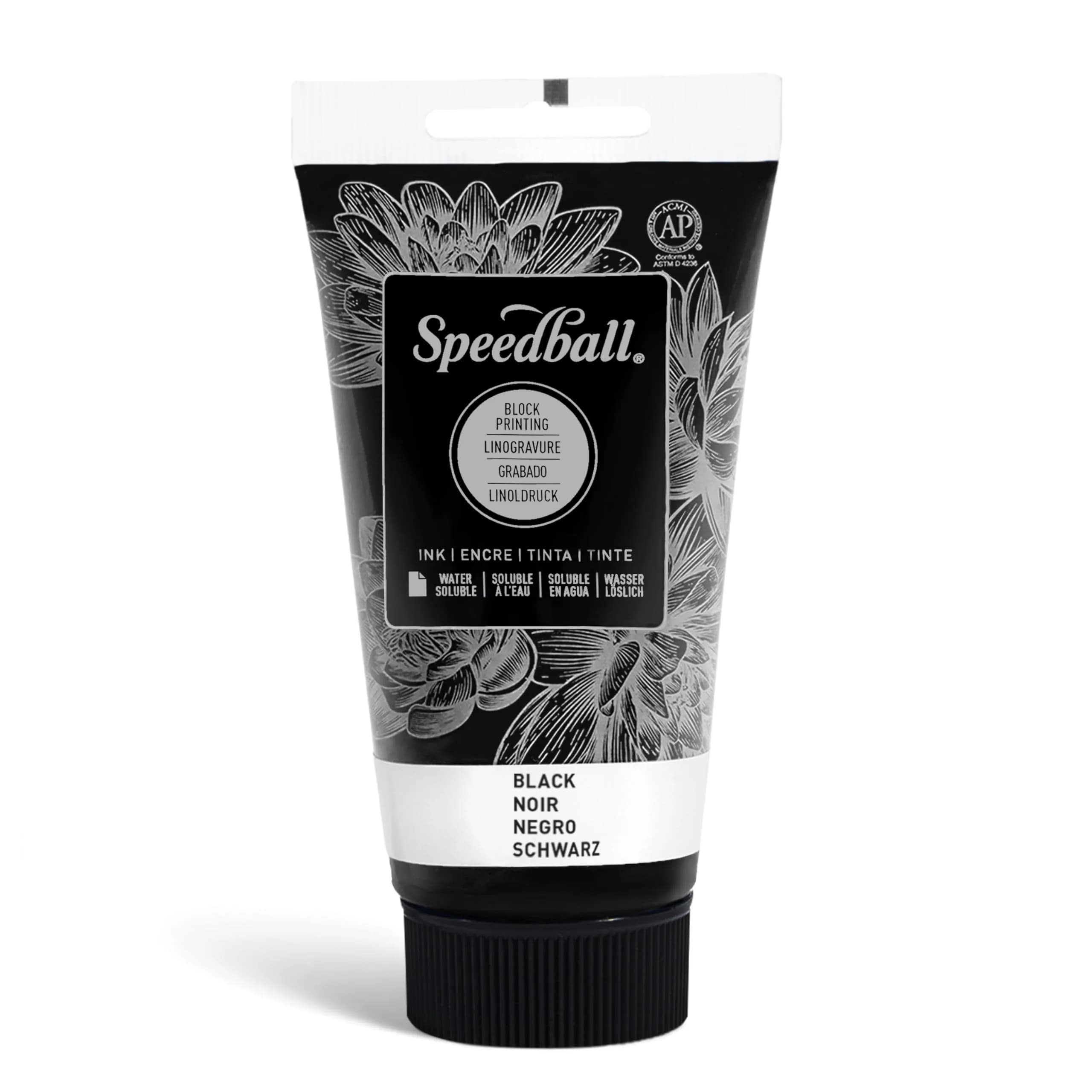 Speedball Black Water-Soluble Block Printing Ink 75ml (2.5 fl oz) | Professional Grade for Lino & Wood Blocks - main product image