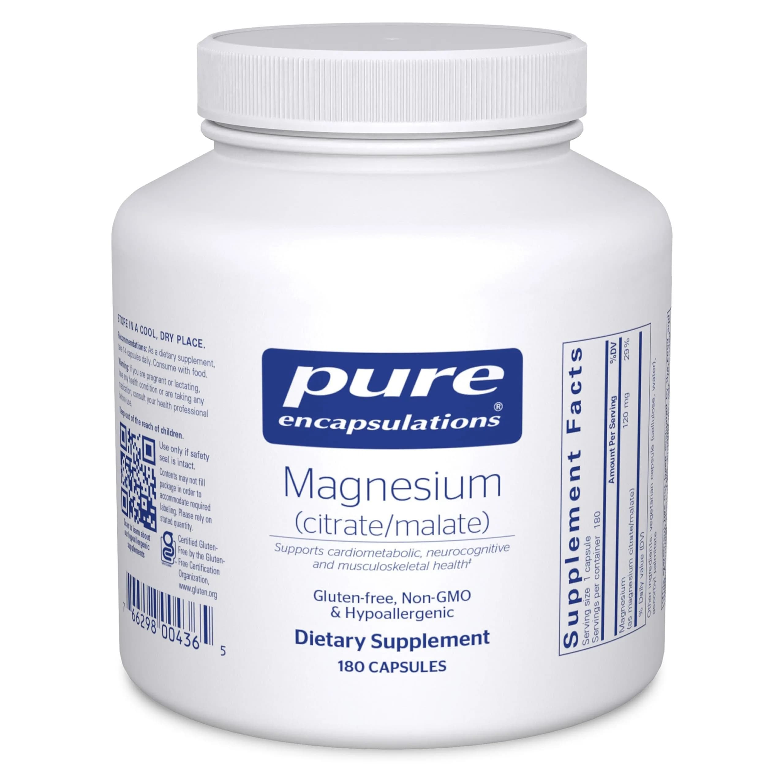 Pure Encapsulations Magnesium (Citrate/Malate) 180 Capsules | Supports Nutrient Metabolism & Energy Production - main product image
