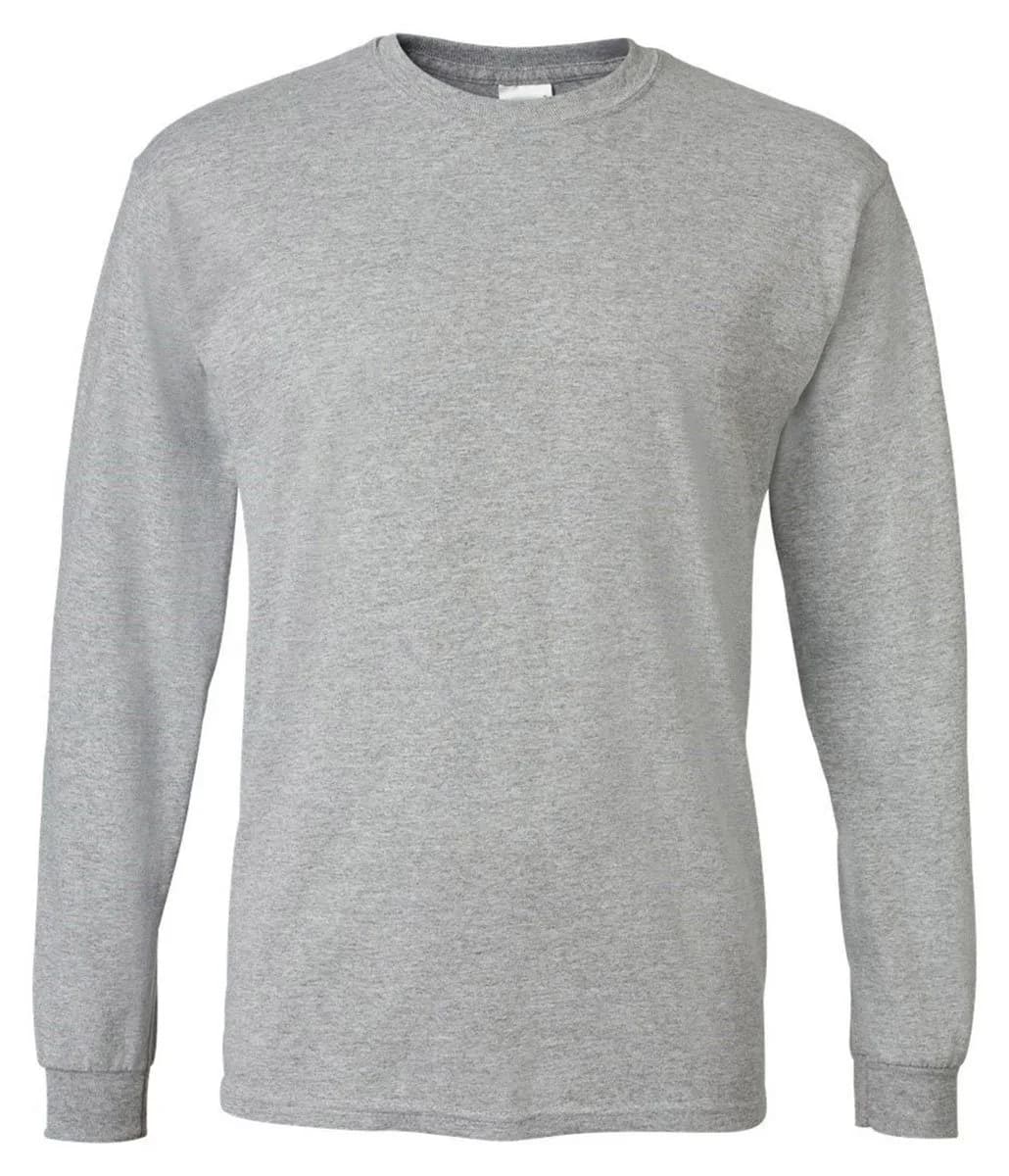 Gildan Men's 5.5 oz., 50/50 Long-Sleeve T-Shirt, Ash Grey, Medium | Classic Cotton-Polyester Blend for Daily Comfort