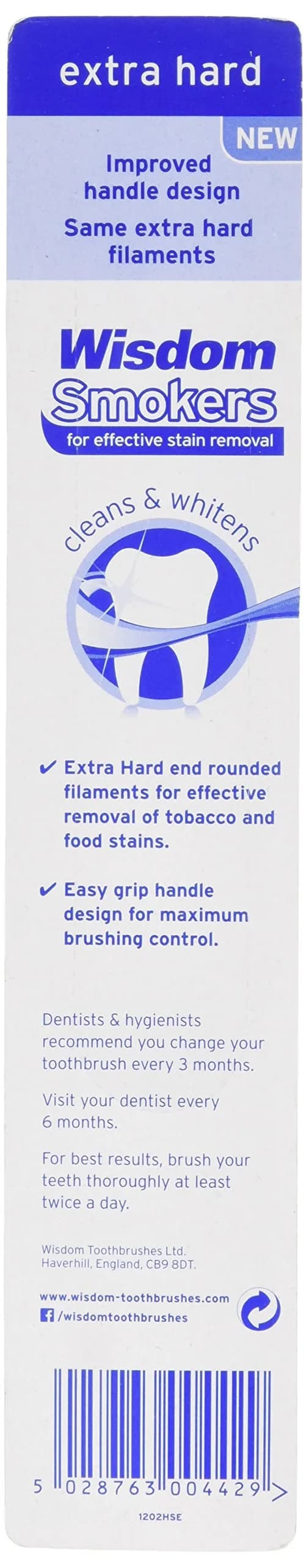 Wisdom Smokers Toothbrush - Extra Hard - (Color May Vary) | Effective Tobacco & Food Stain Removal