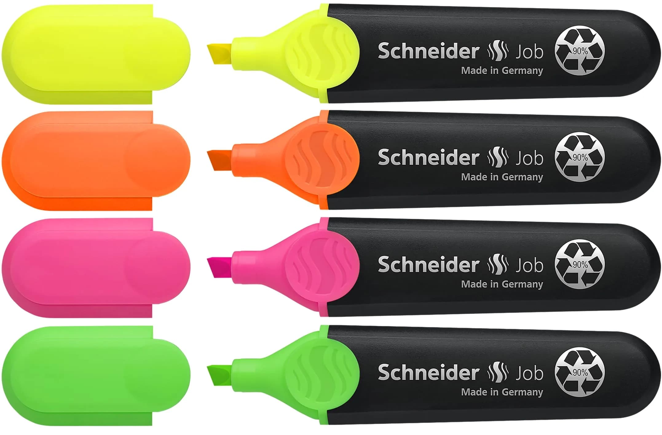 Schneider Job Highlighters, Chisel Tip, 1-5 mm, Pack of 4 | Fade-Resistant Ink for Students & Office - main product image