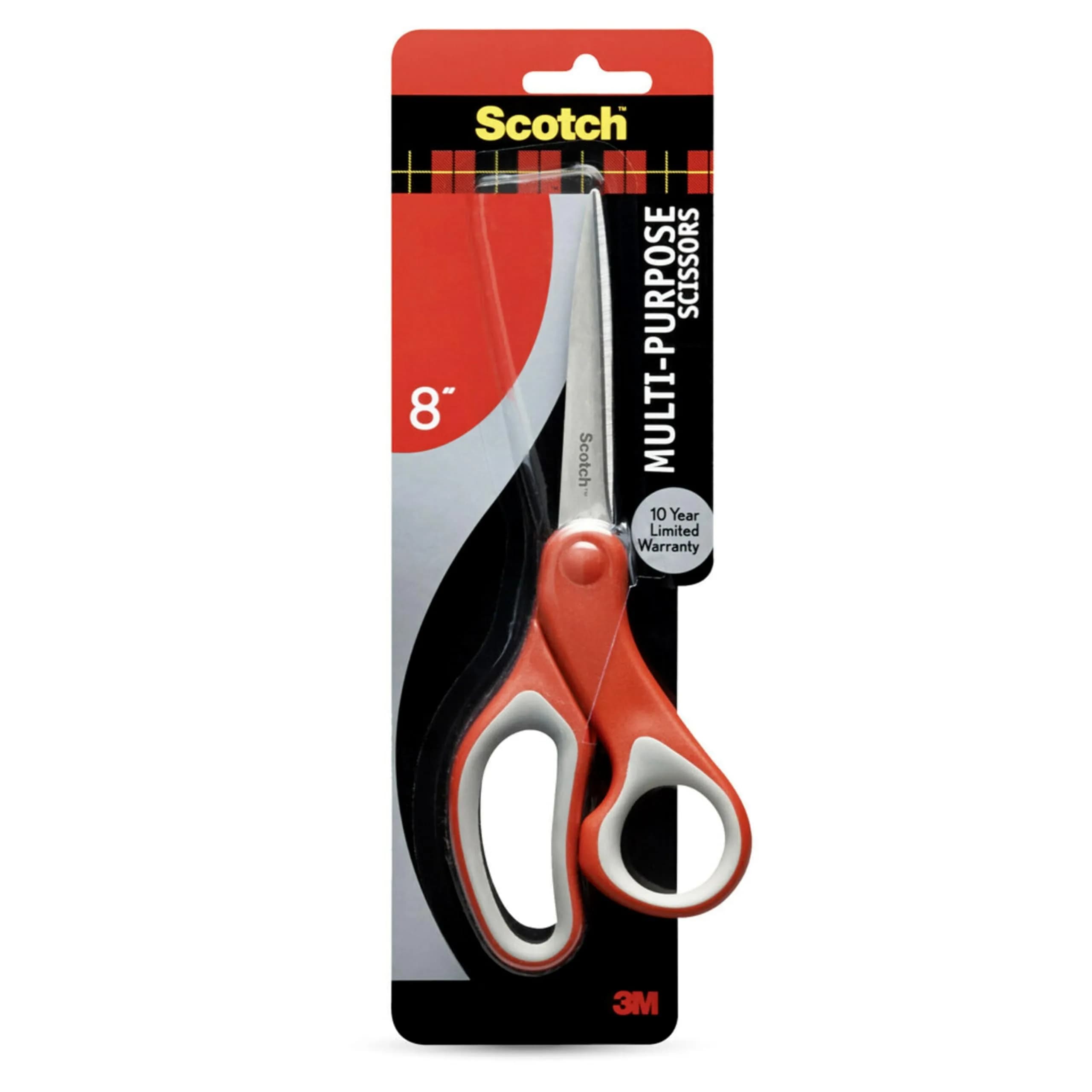 Scotch Multi-Purpose Scissors 8 Inches Red & Gray | Ambidextrous Comfort Grip - main product image