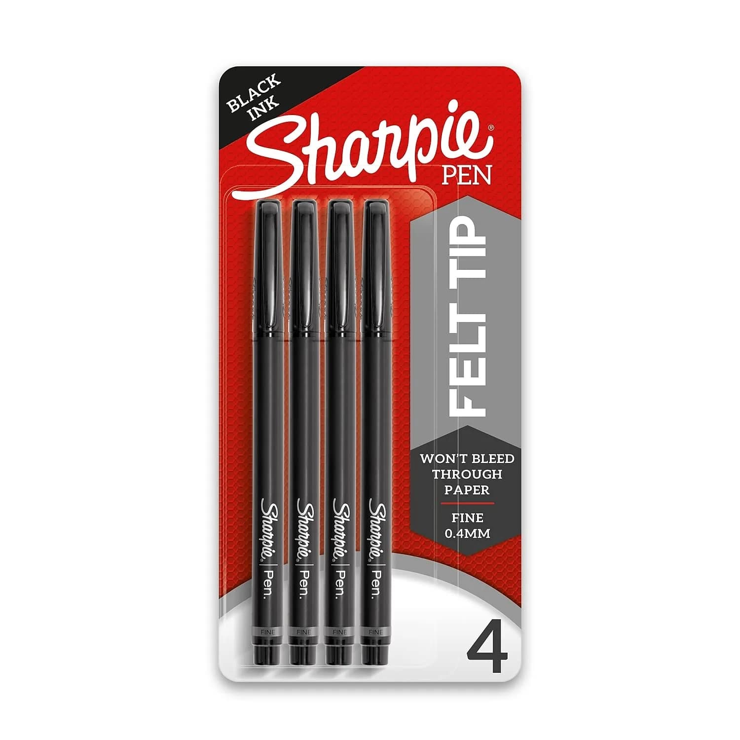 Sharpie Felt Tip Medium Point Black Pens, Drawing & Writing Pens | 4 Count (Pack of 1) - main product image