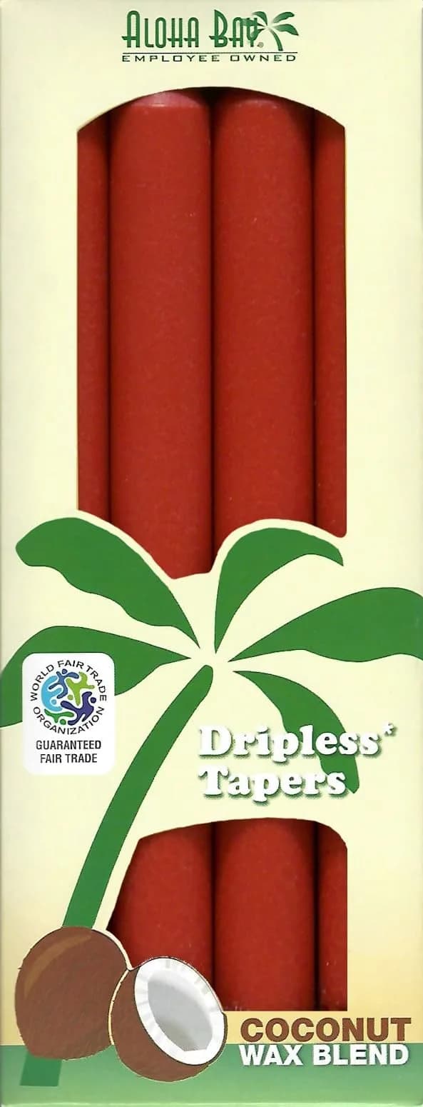 Aloha Bay Coconut Taper Candle 4-Pack | Dripless, Unscented | 9 Inch, 9 Hours