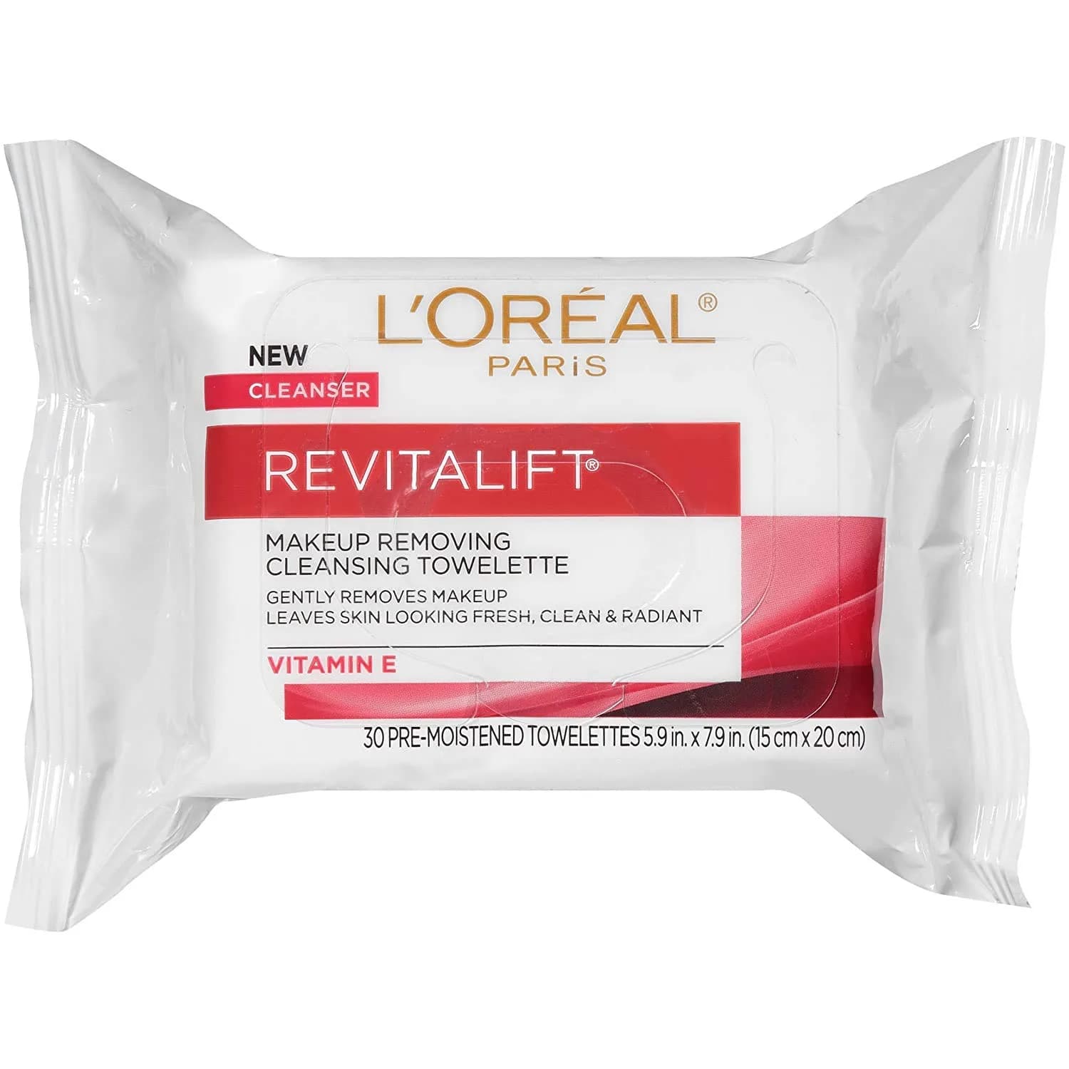 L'Oreal Paris Revitalift Makeup Removing Wipes with Vitamin E | Gentle, Waterproof & Longwear Cleansing (30 Count)