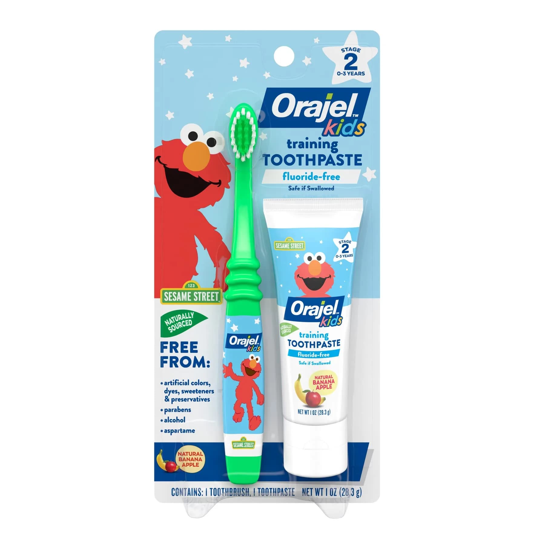 Orajel Naturals Fluoride-Free Toothpaste and Toothbrush for Ages 0-3, 1 Oz (29.57 ml) | Pediatrician Recommended - main product image