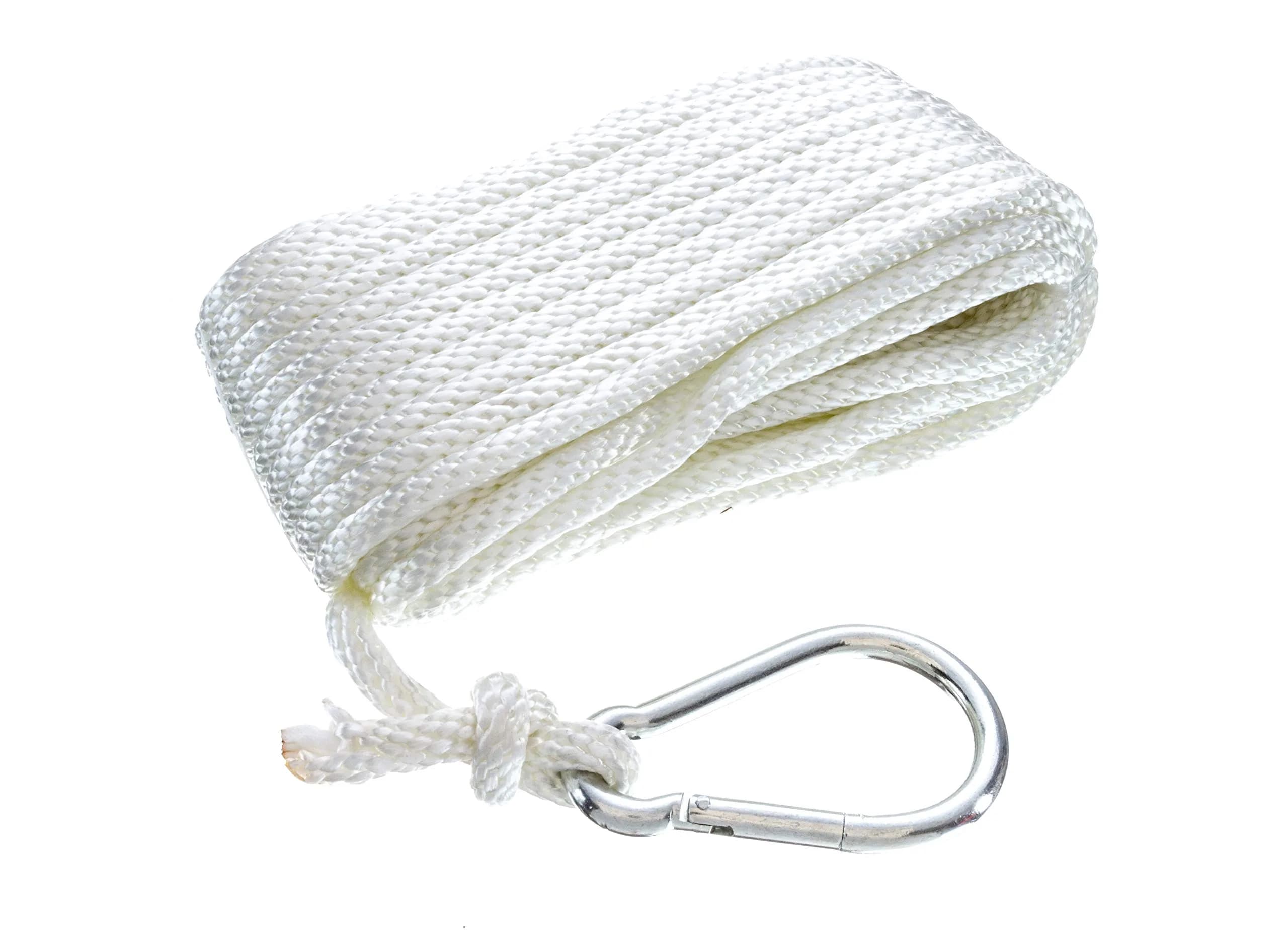 Seachoice Anchor Line Rope, Braided Nylon, White, Spring Hook, 3/16 In. X 100 Ft. - main product image