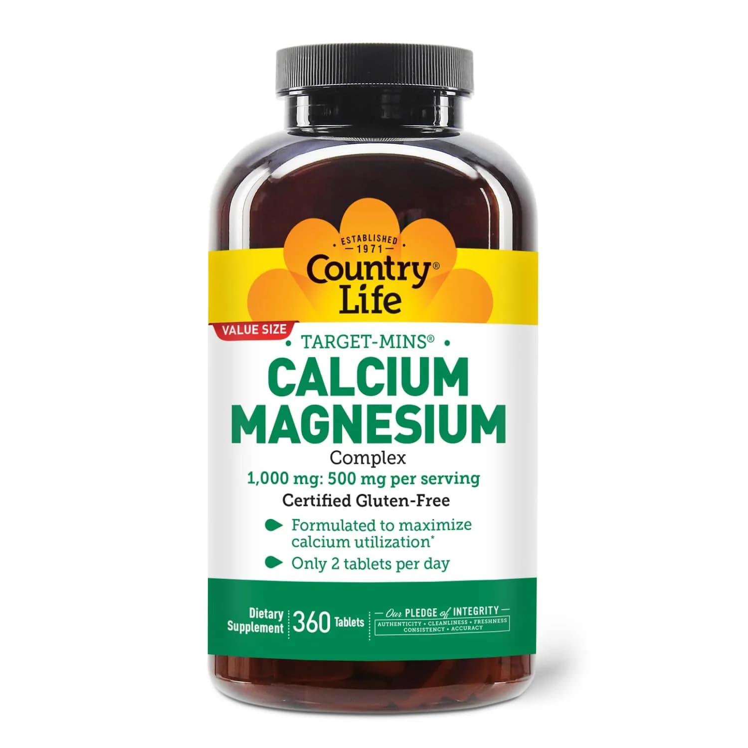 Country Life Target-Mins Calcium Magnesium Complex, 360 Tablets | Supports Bone & Muscle Health - main product image