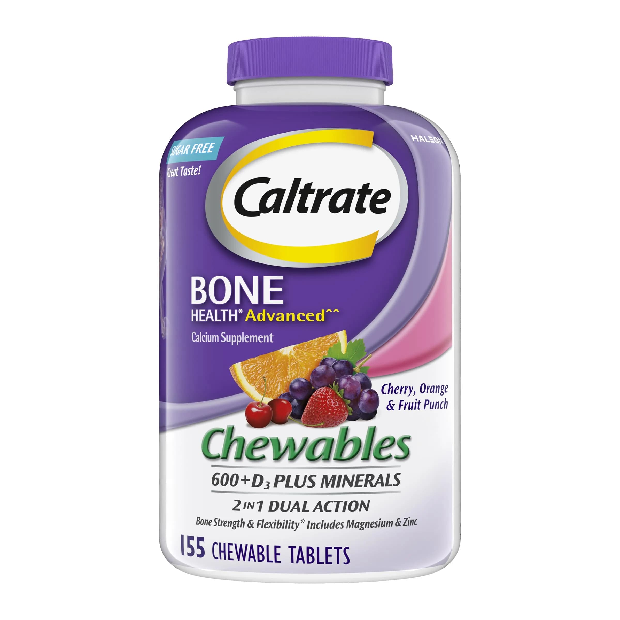 Caltrate Chewables 600 Plus D3 Vitamin D and Calcium Supplement | Sugar Free, Bone & Muscle Support (70-120 chars) - main product image