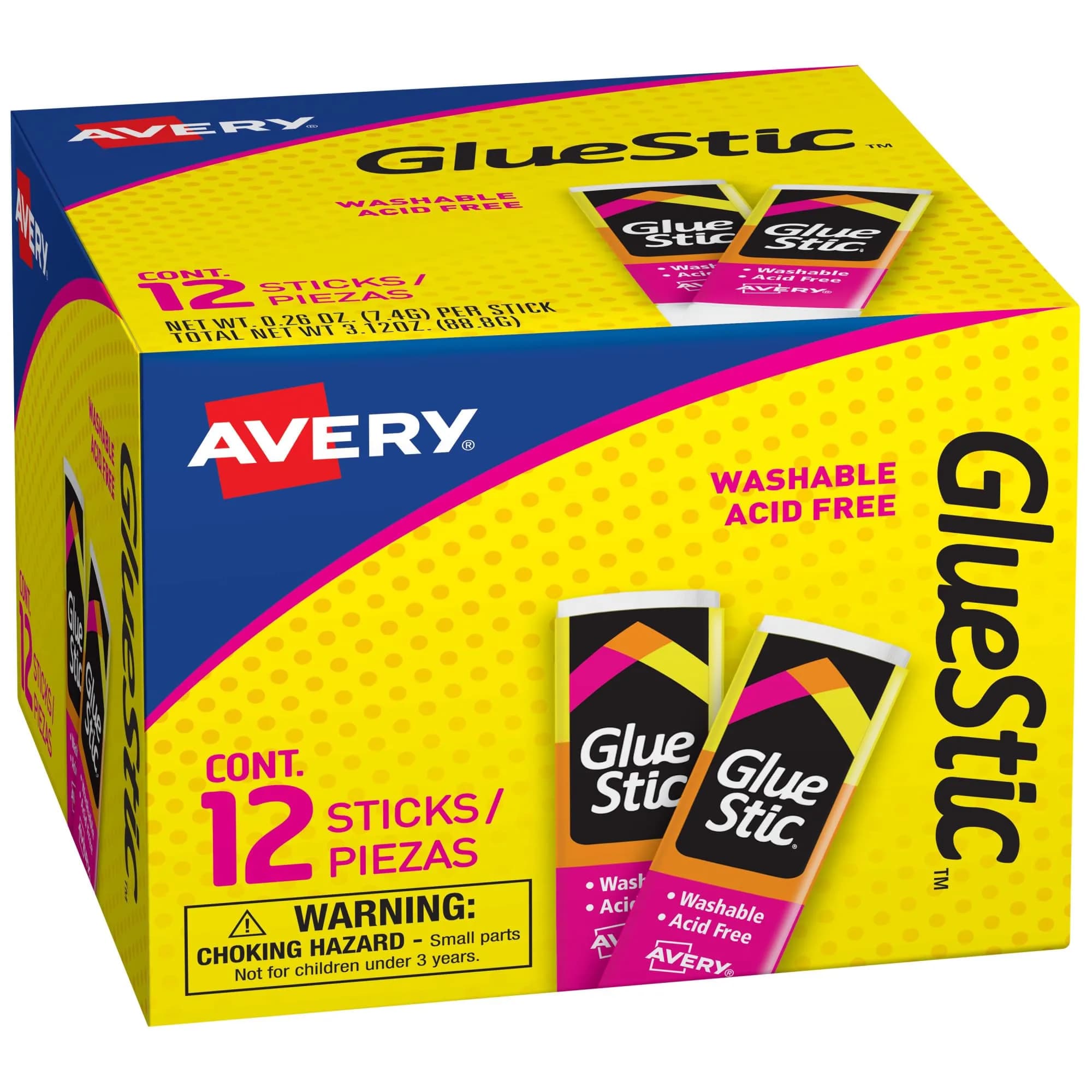 Avery Bonding Adhesives Glue Stick 0.26 Oz. | Washable, Permanent, Acid-Free for Crafts & School Projects