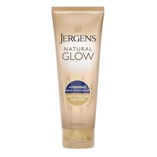 Jergens Natural Glow +Firming Body Lotion Fair to Medium Skin Tone 220ml (7.5 fl oz) | Gradual Sunless Tanning Moisturizer - main product image