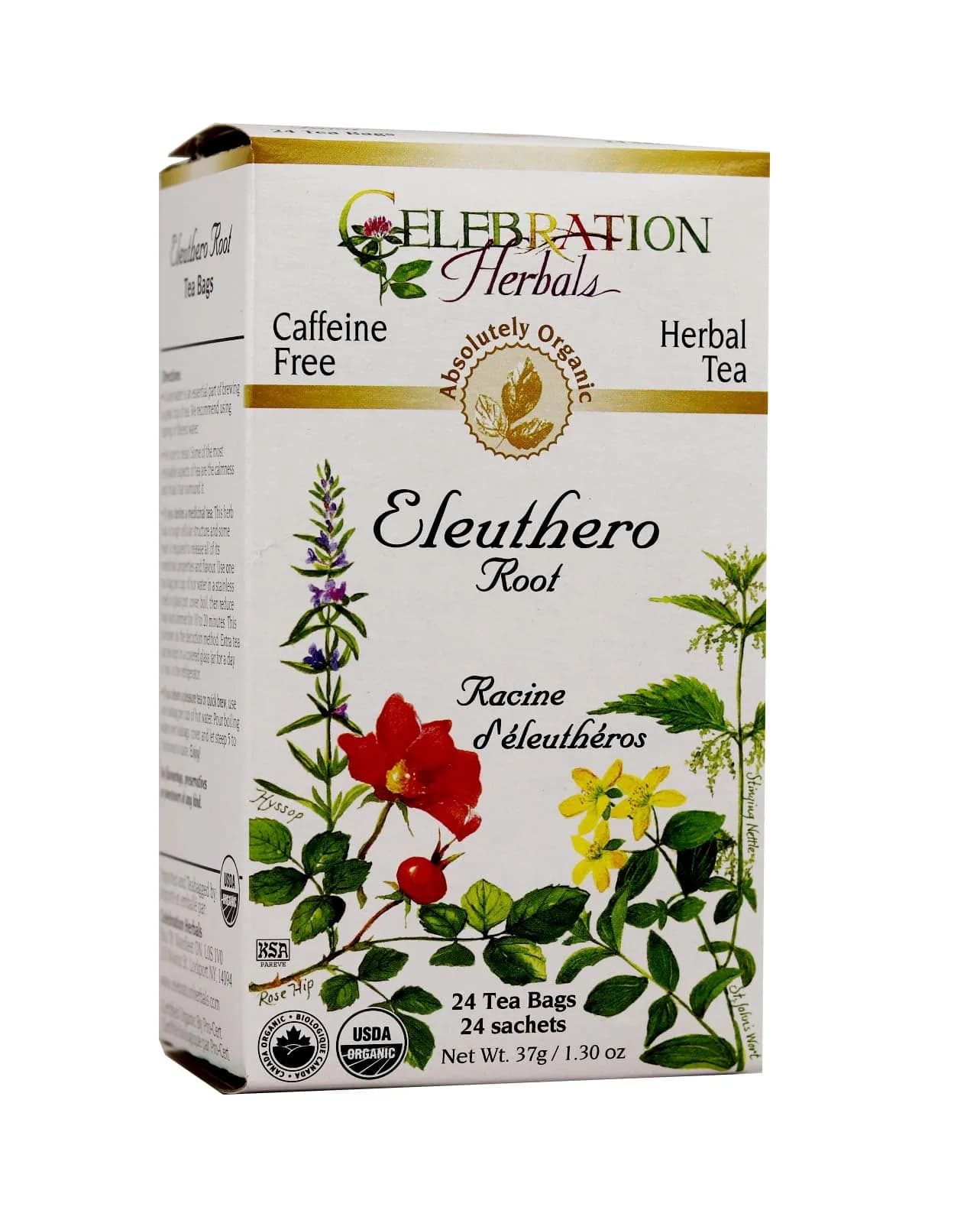 Celebration Herbals Ginseng Eleuthero Root Tea Organic 24 Bag | Herbal Root Tea for Wellness