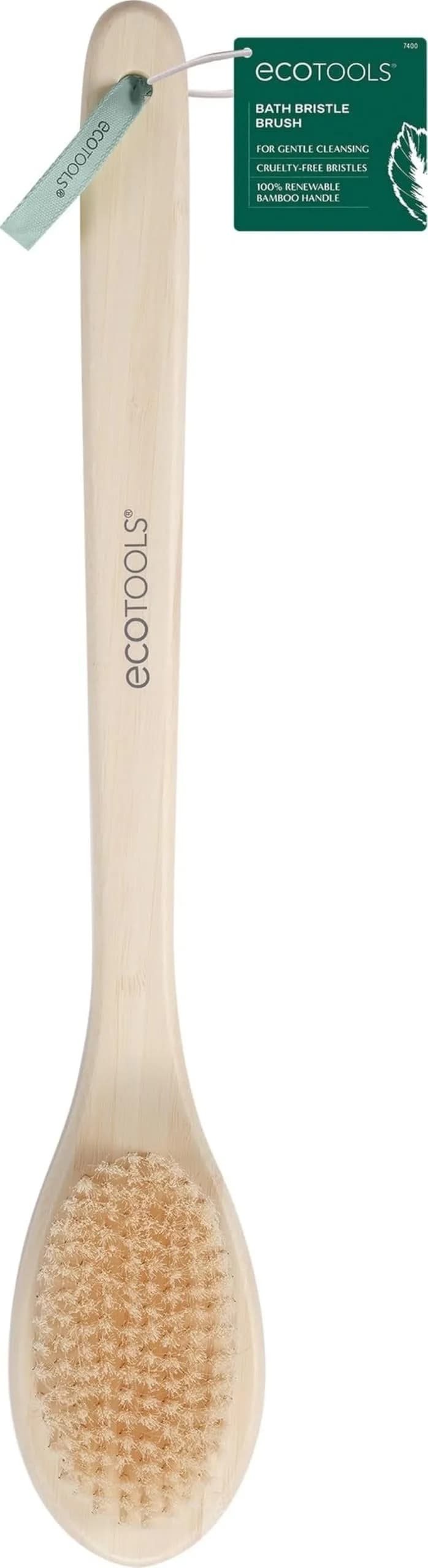 EcoTools Bath Bristle Brush, Long Handle Back Scrubber for Shower with Bamboo Handle | Gentle Exfoliation for Smooth Skin - main product image