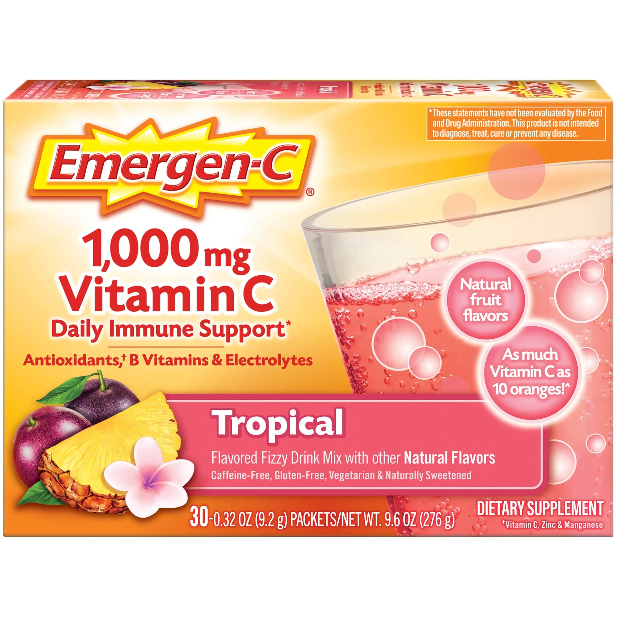 Emergen-C Tropical 30 Count Vitamin | Immune Support Powder - main product image