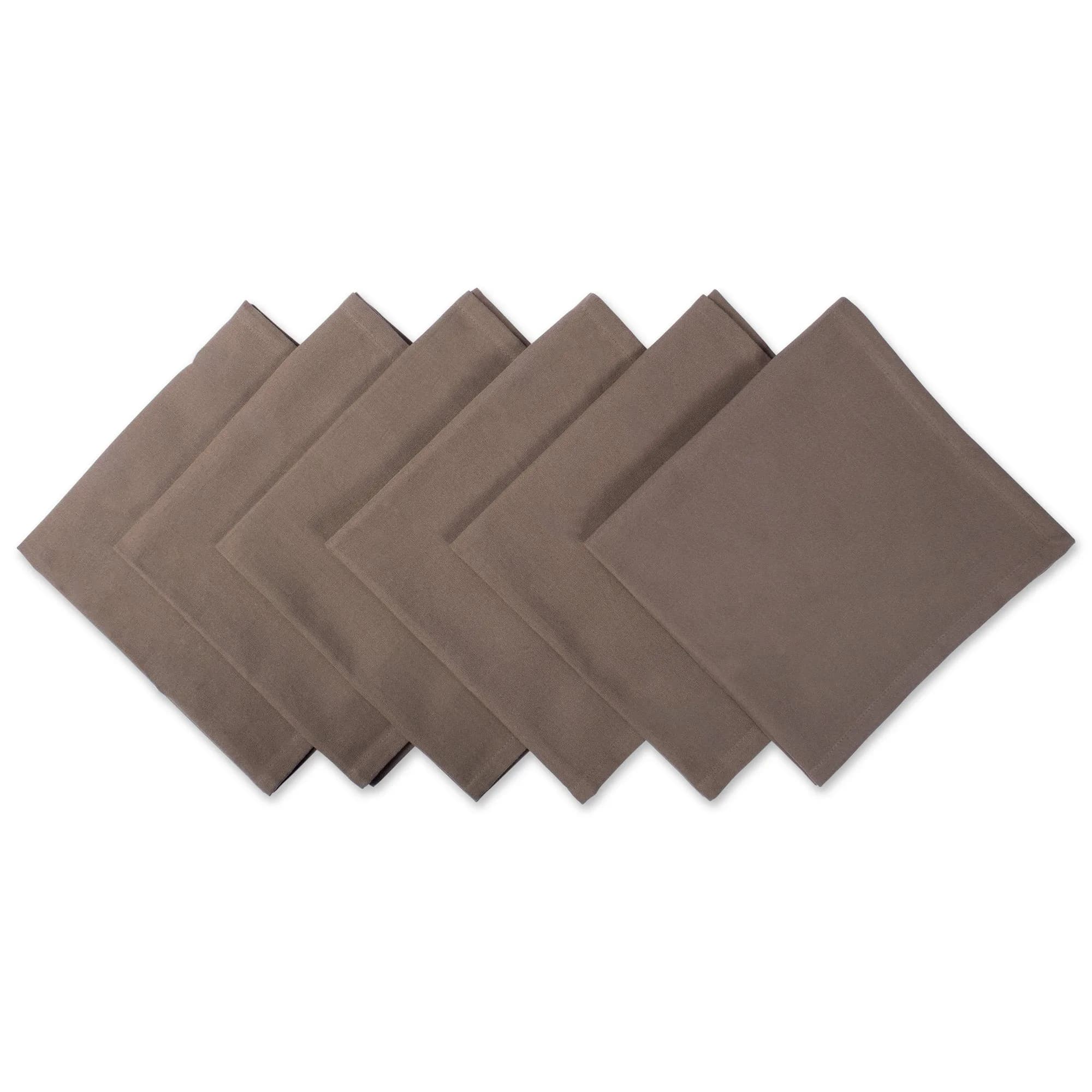 DII Solid Cotton Napkin Set Collection 51cm x 51cm (20" x 20") | 6 Piece Brown Everyday Napkins - main product image