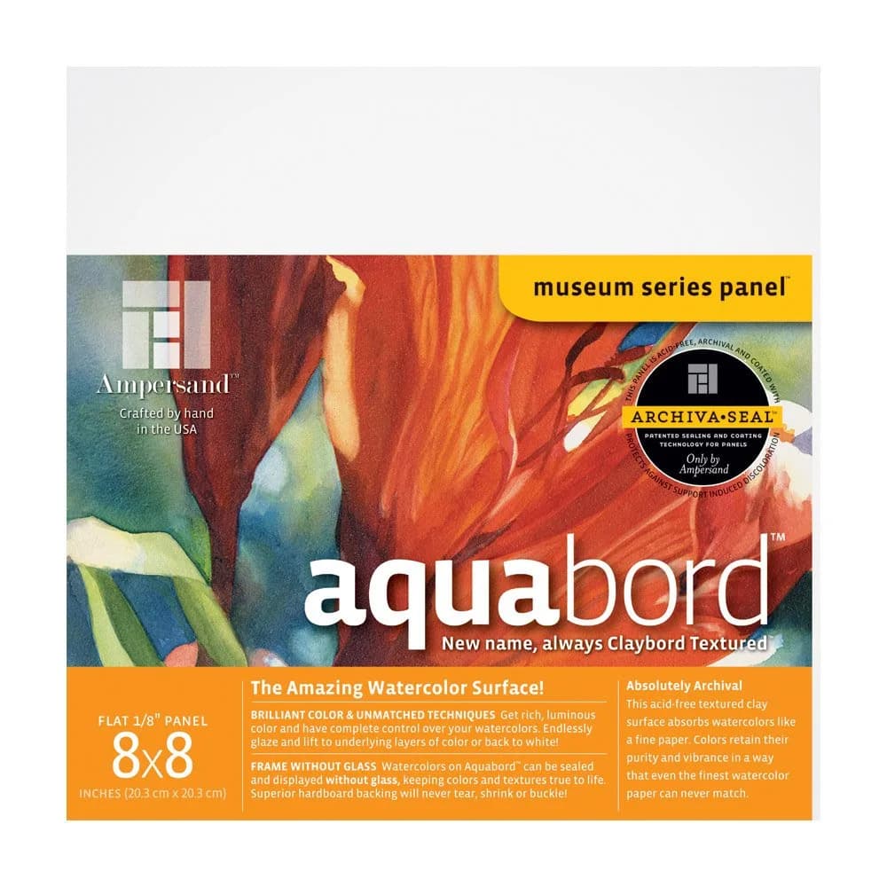 Ampersand Art Supply Aquabord Panel for Watercolor & Gouache, 20.32cm x 20.32cm (8"x8") | Professional Rigid Painting Surface - main product image