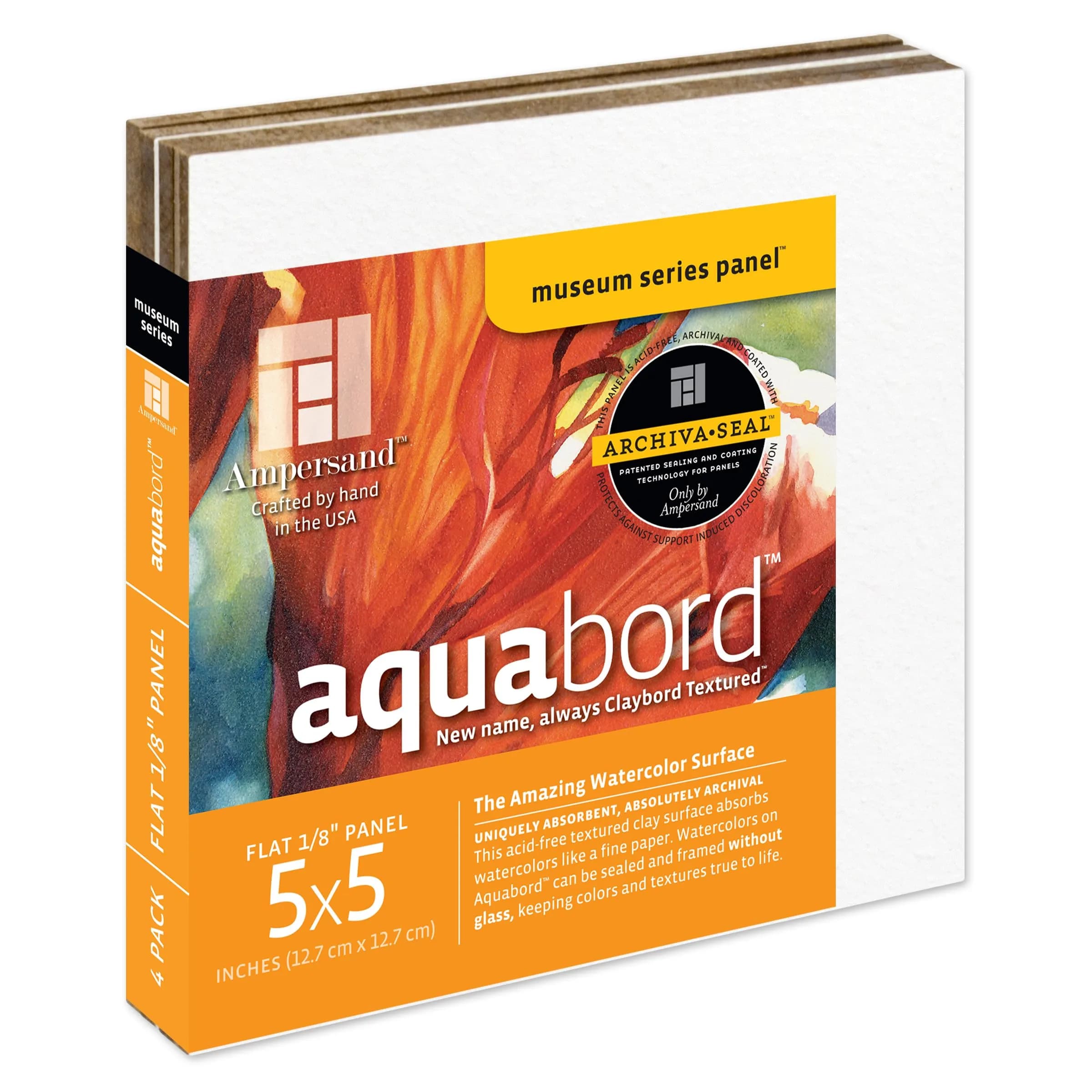 Ampersand Aquabord Watercolor Panel 5x5 Inch (12.7x12.7 cm) Pack of 4 | Rigid, Warp-Resistant Surface for Vibrant Art - main product image