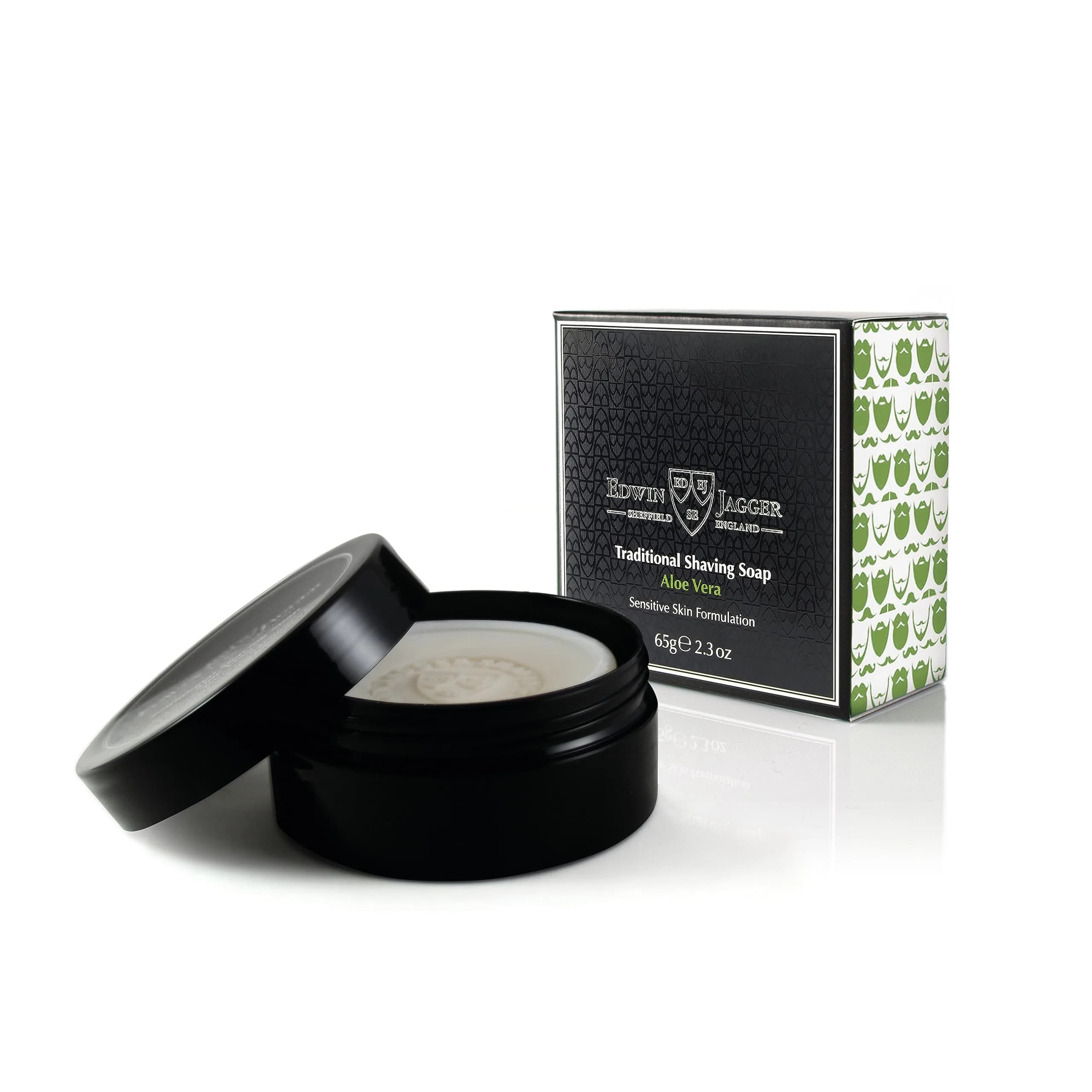 Edwin Jagger Aloe Vera Shaving Soap 65g Travel Tub | Sensitive Skin Friendly, Natural Ingredients - main product image