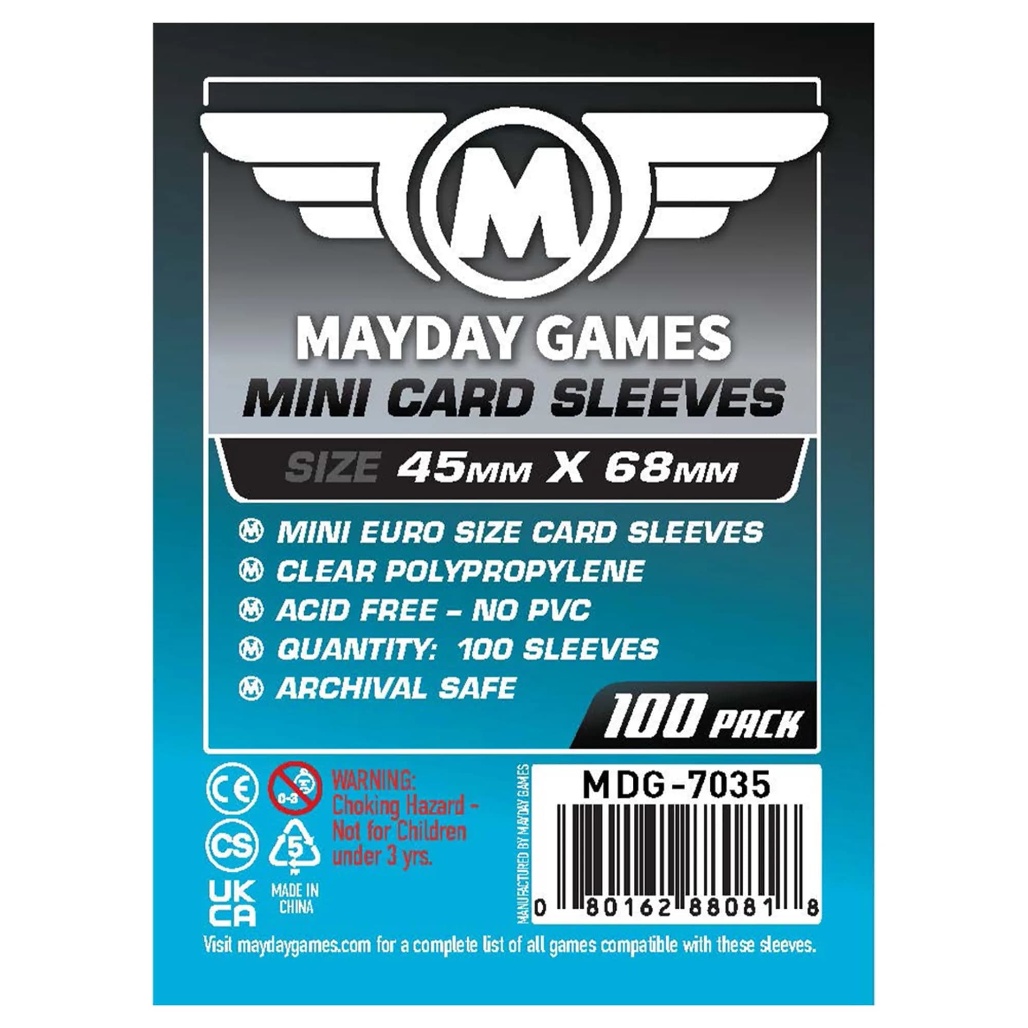 Mayday Games Mini Card Sleeve 45 mm x 68 mm | Precise Fit for Mini Cards, Archival Safe, 100 Sleeves - main product image