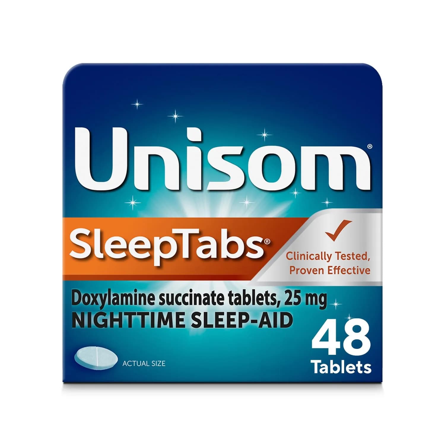 Unisom SleepTabs Nighttime Sleep Aid Tablets for Adults, 48-Count | Non-Habit-Forming Sleep Support - main product image