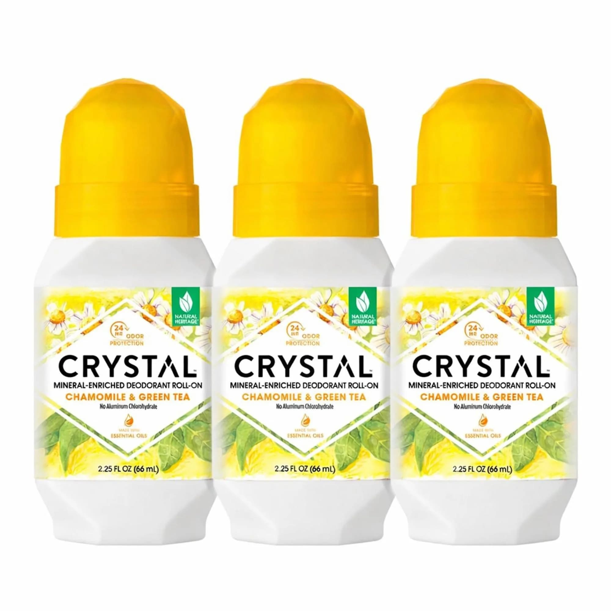 Crystal Essence Mineral Deodorant Roll-On Chamomile & Green Tea 6.75 Fl Oz (200ml) | 24-Hour Odor Protection - main product image