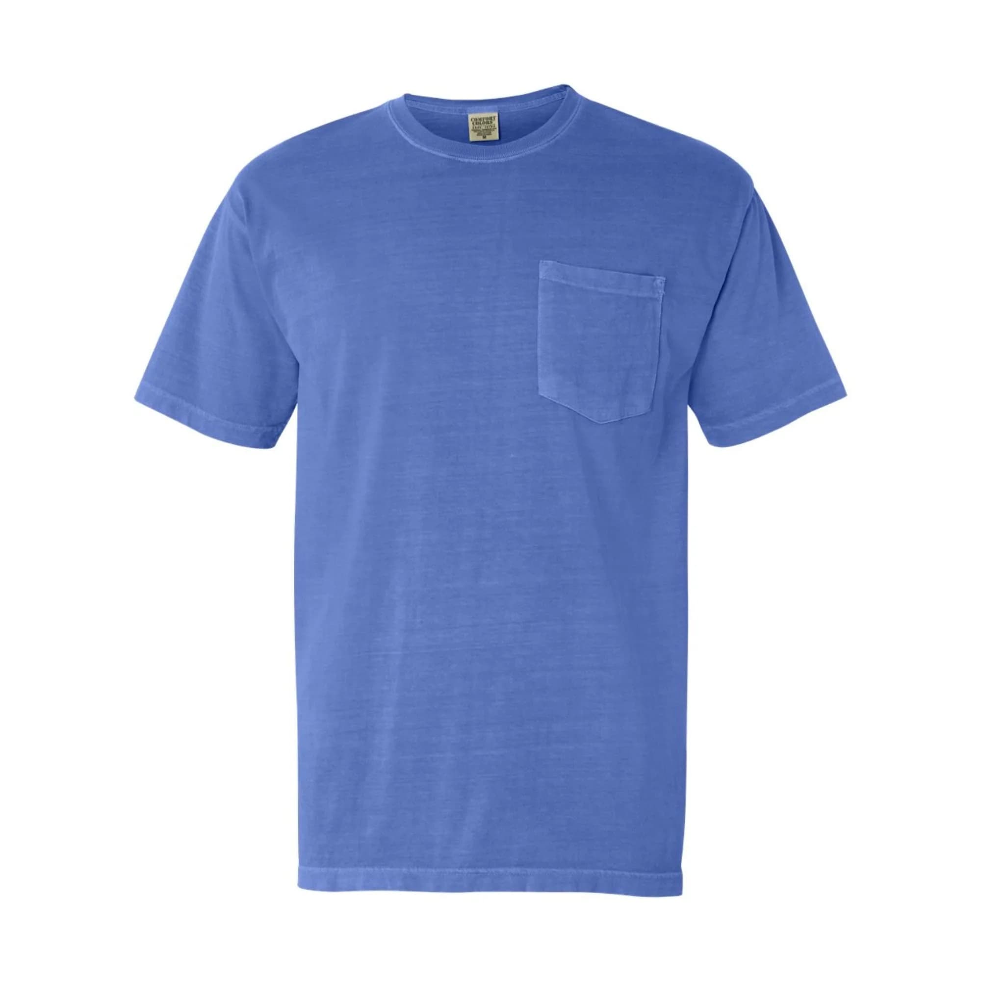 Comfort Colors 6.1 oz. Garment-Dyed Pocket T-Shirt-M (Bay) | Classic Heavyweight Cotton Tee for Men