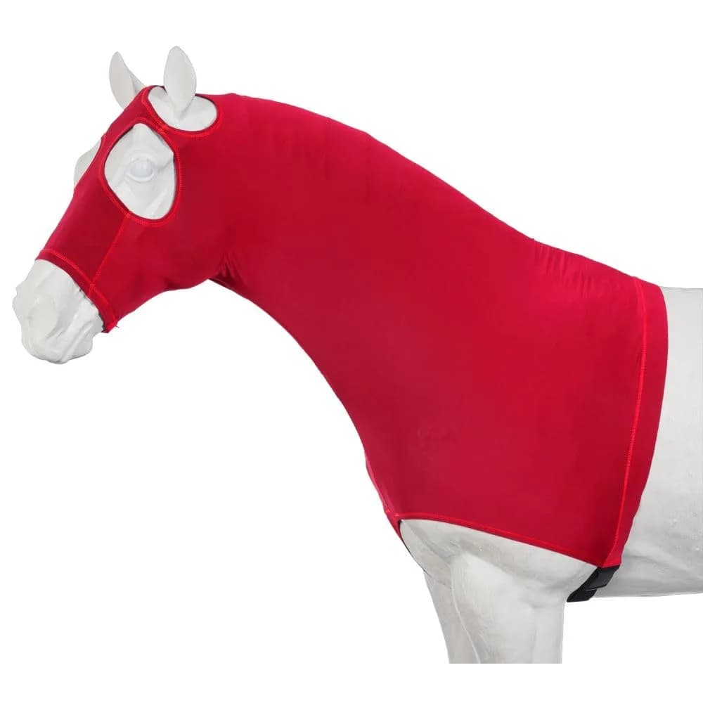 Tough 1 Mane Stay Spandex Hood - Red - Large | Keeps Mane Protected Before Shows