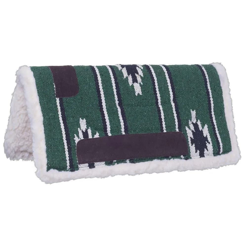 Tough 1 Sierra Saddle Pad 19 x 19 Hunter Green/Black/Cream | Soft fleece cushion for western riding - main product image