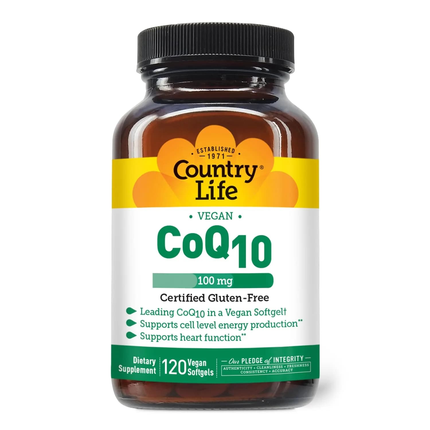 Country Life Vegan CoQ10 100 mg | Supports Heart & Cell Energy, 120 Softgels, Gluten-Free - main product image