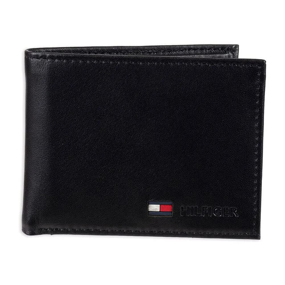 Tommy Hilfiger Slim Leather Passcase Wallet With Removable ID Window Black Stockton | Genuine Leather Bifold Wallet for Men - main product image