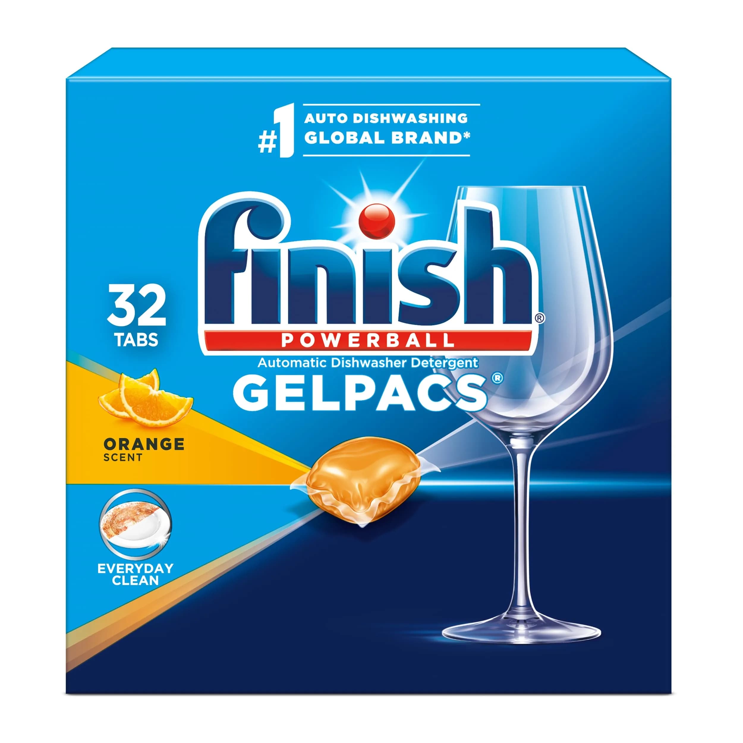 Finish Gelpacs Dishwasher Detergent, Orange Scent, 32 Count | World's #1 Recommended Brand - main product image