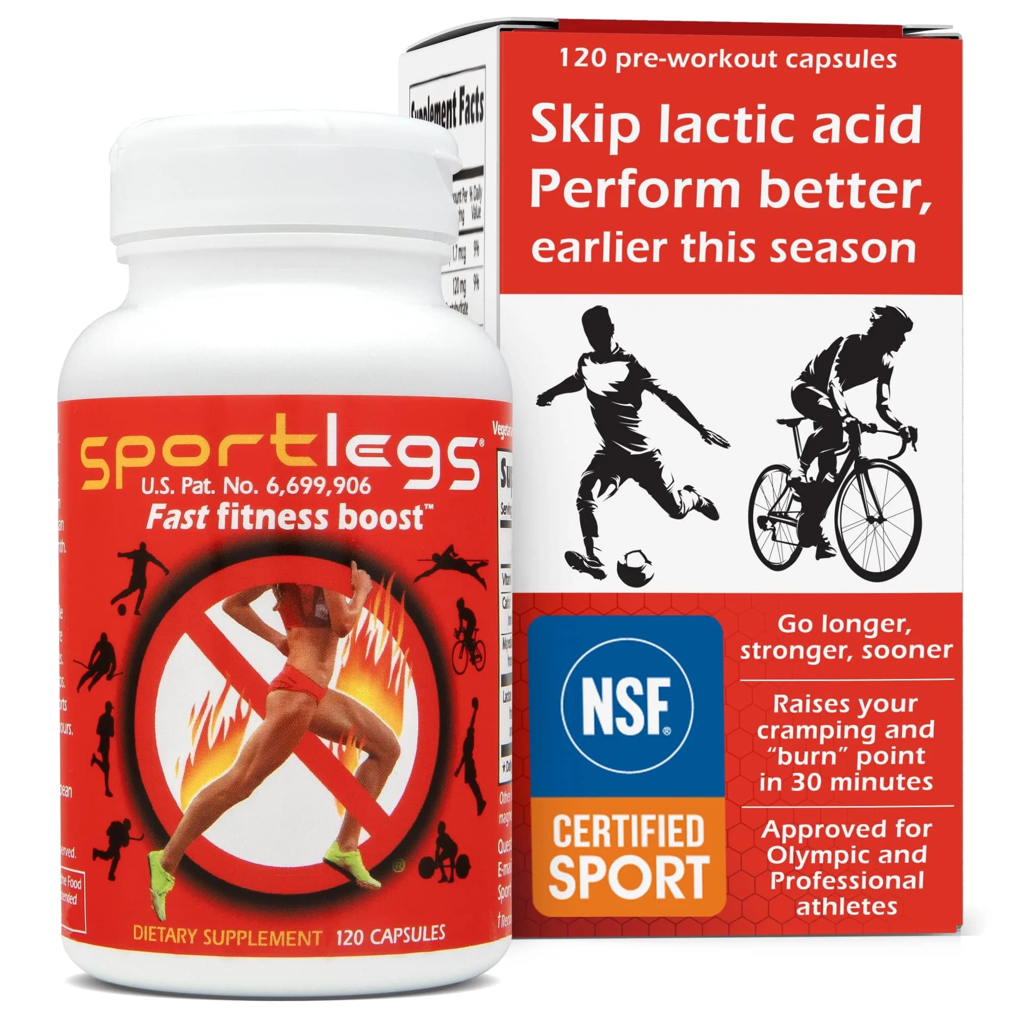 SPORTLEGS Lactate Fuel Pre-Workout Training Aid 120 Count | Supports Efficient Lactate Use for Endurance